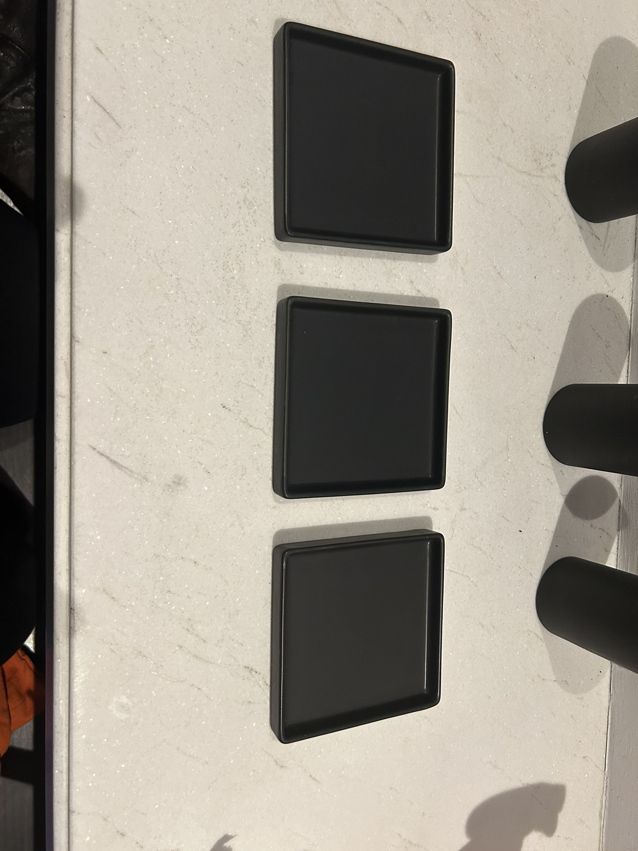 Cb2 black grouping. 3 side plates. 3 glasses. image indicator(9)