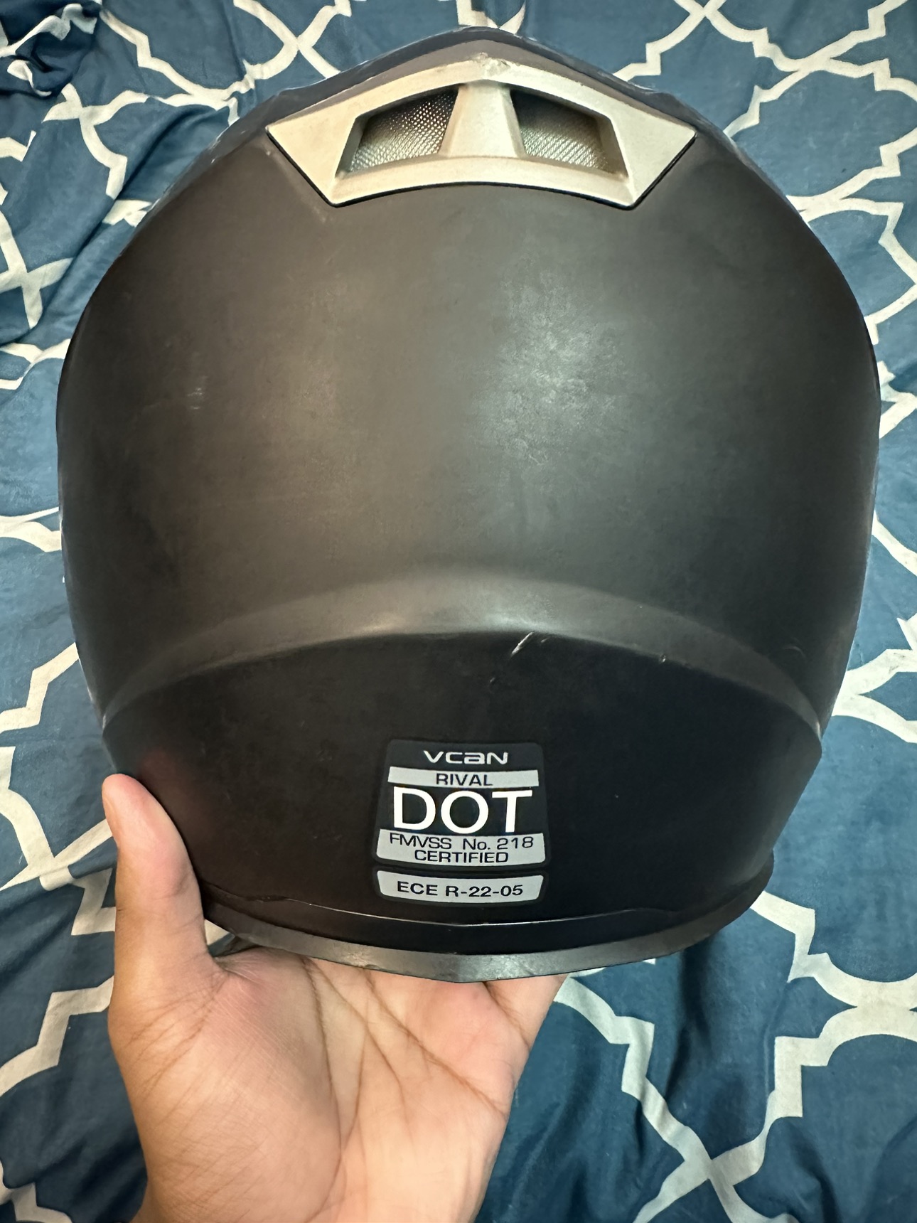 VCAN Street Flat Full Face Motorcycle Helmet, Black, XL - photo 2