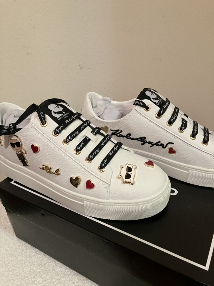 Brand New Karl Lagerfeld Girls White Leather Sneakers - size 10M