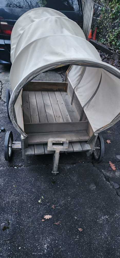 Wooden wagon with canopy for decoration thumbnail