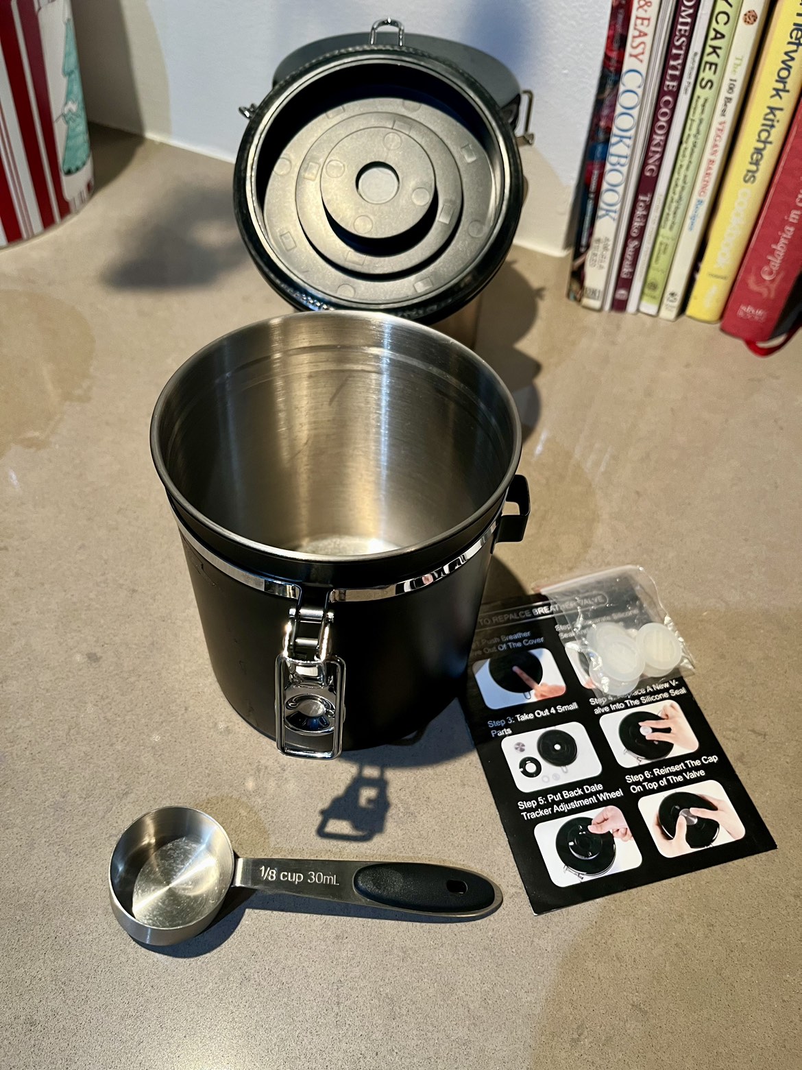 NEW Airtight Stainless Steel Canisters w Date Tracker&Scoop - photo 2