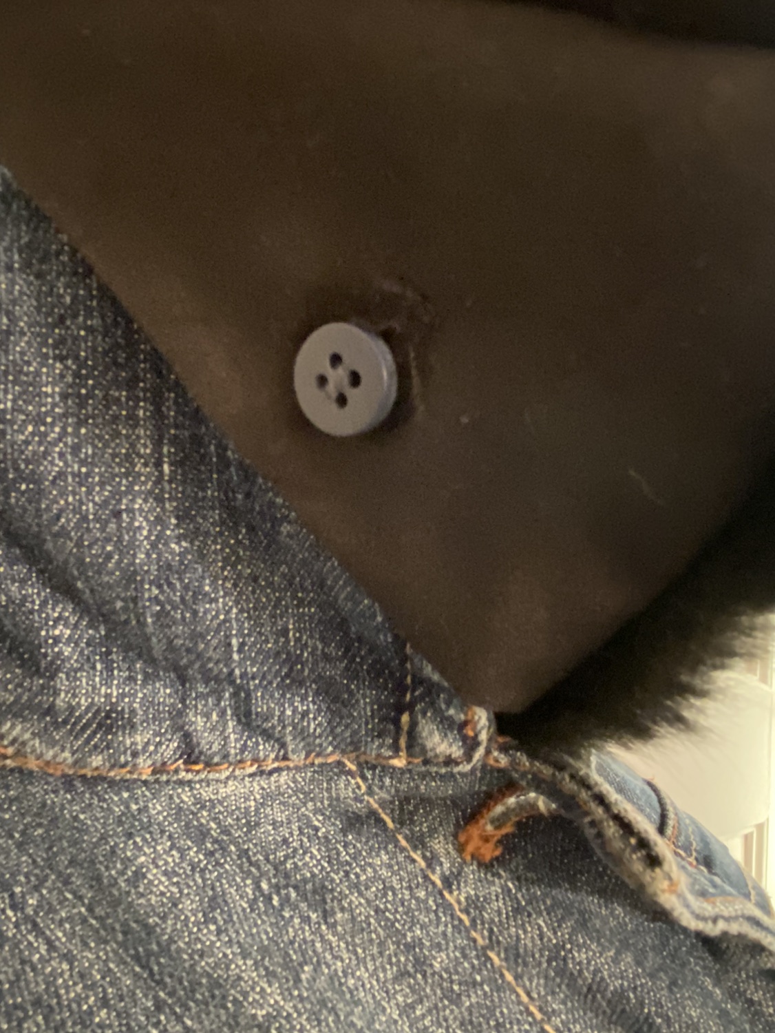 Liz Claiborne Denim Jacket with removable faux fur collar image indicator(5)