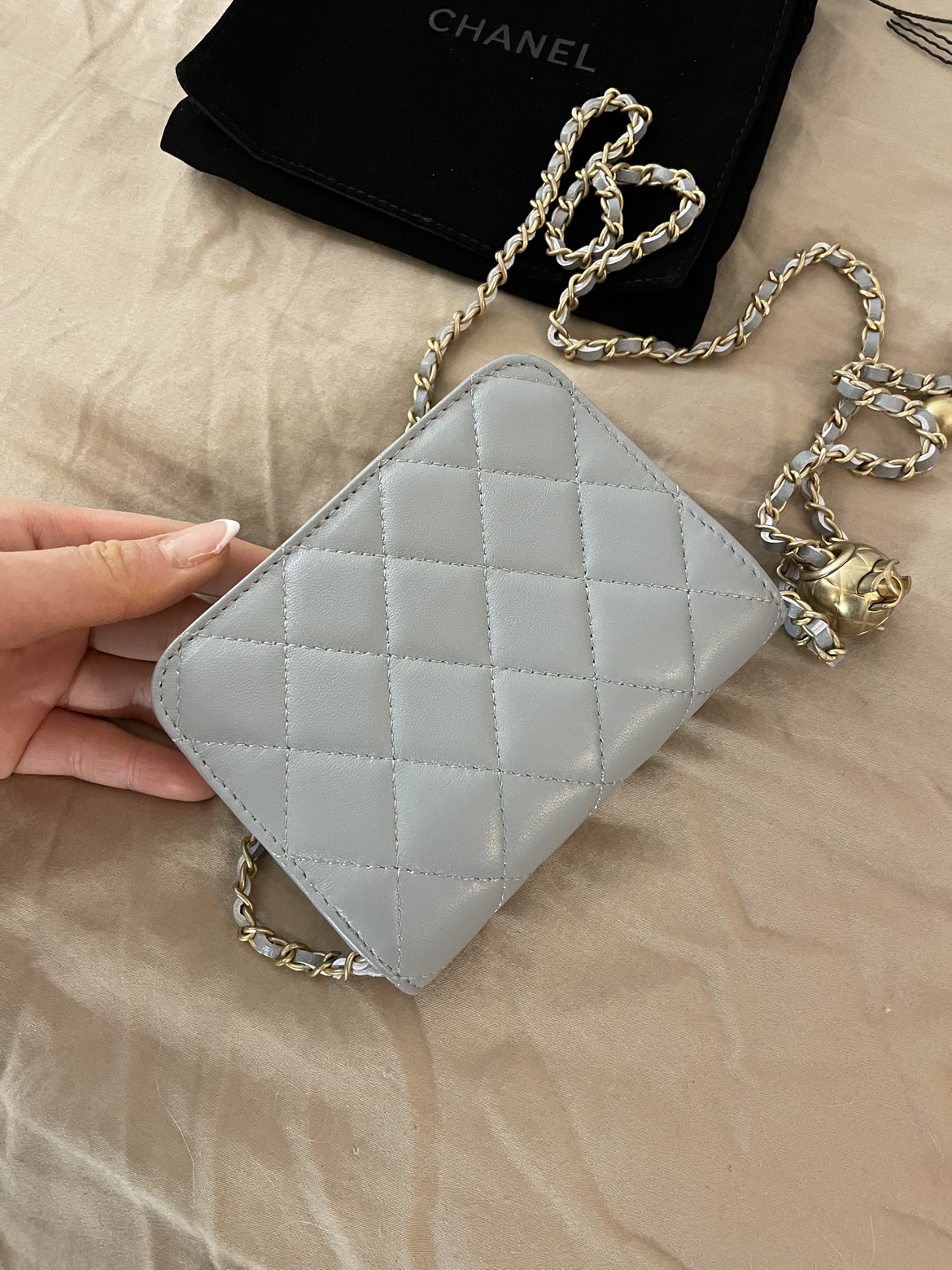 Chanel grey coco crush wallet chain - photo 5
