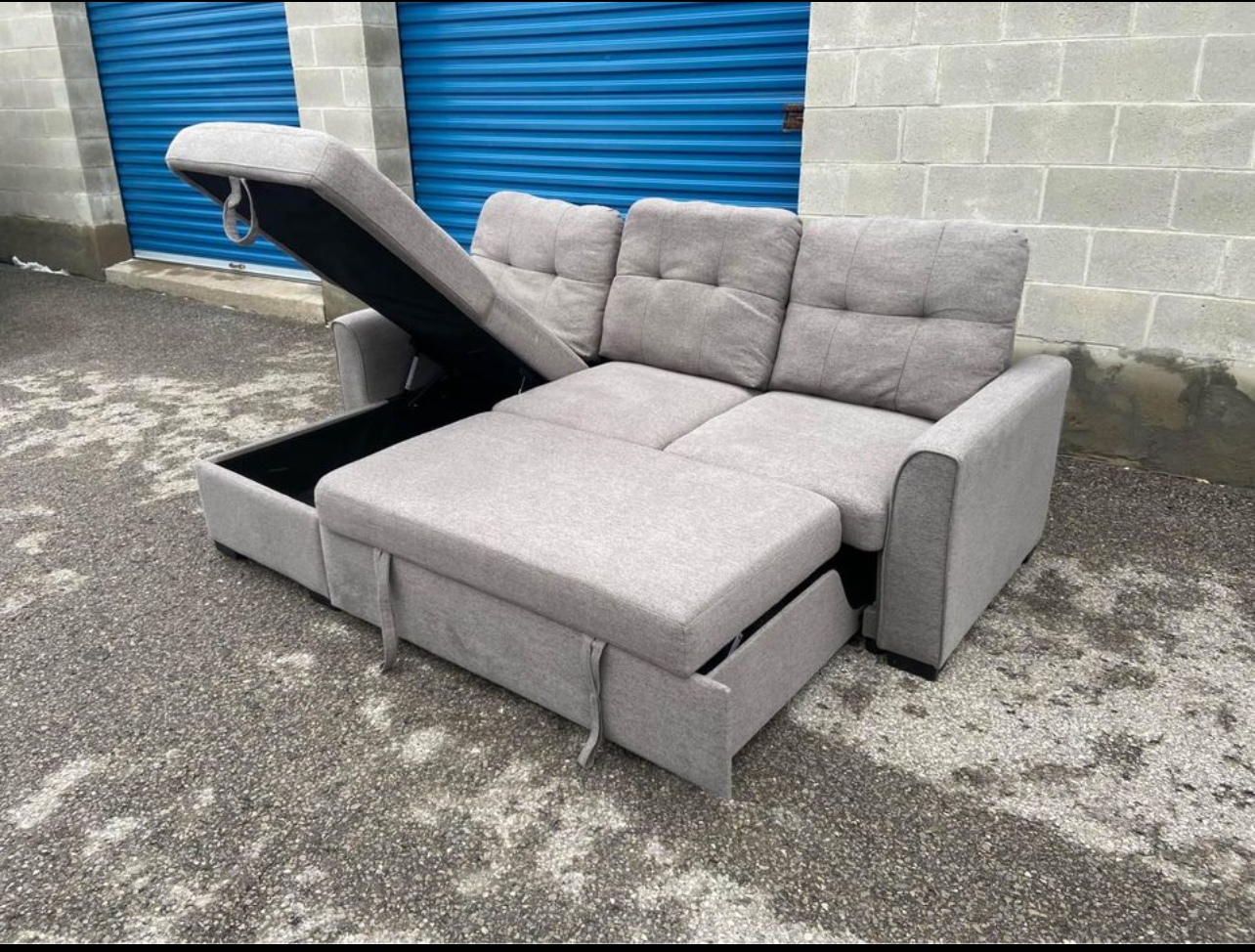 FREE DELIVERY• GREY MODERN SECTIONAL COUCH / SOFA BED w/ STORAGE - photo 2