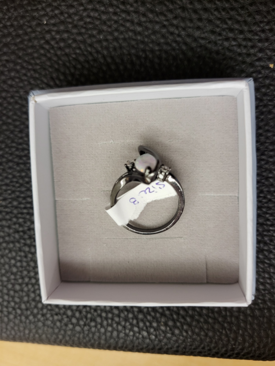 Barzel Black Rhodium Plated Fire Opal & Cubic Zirconia Ring image indicator(4)