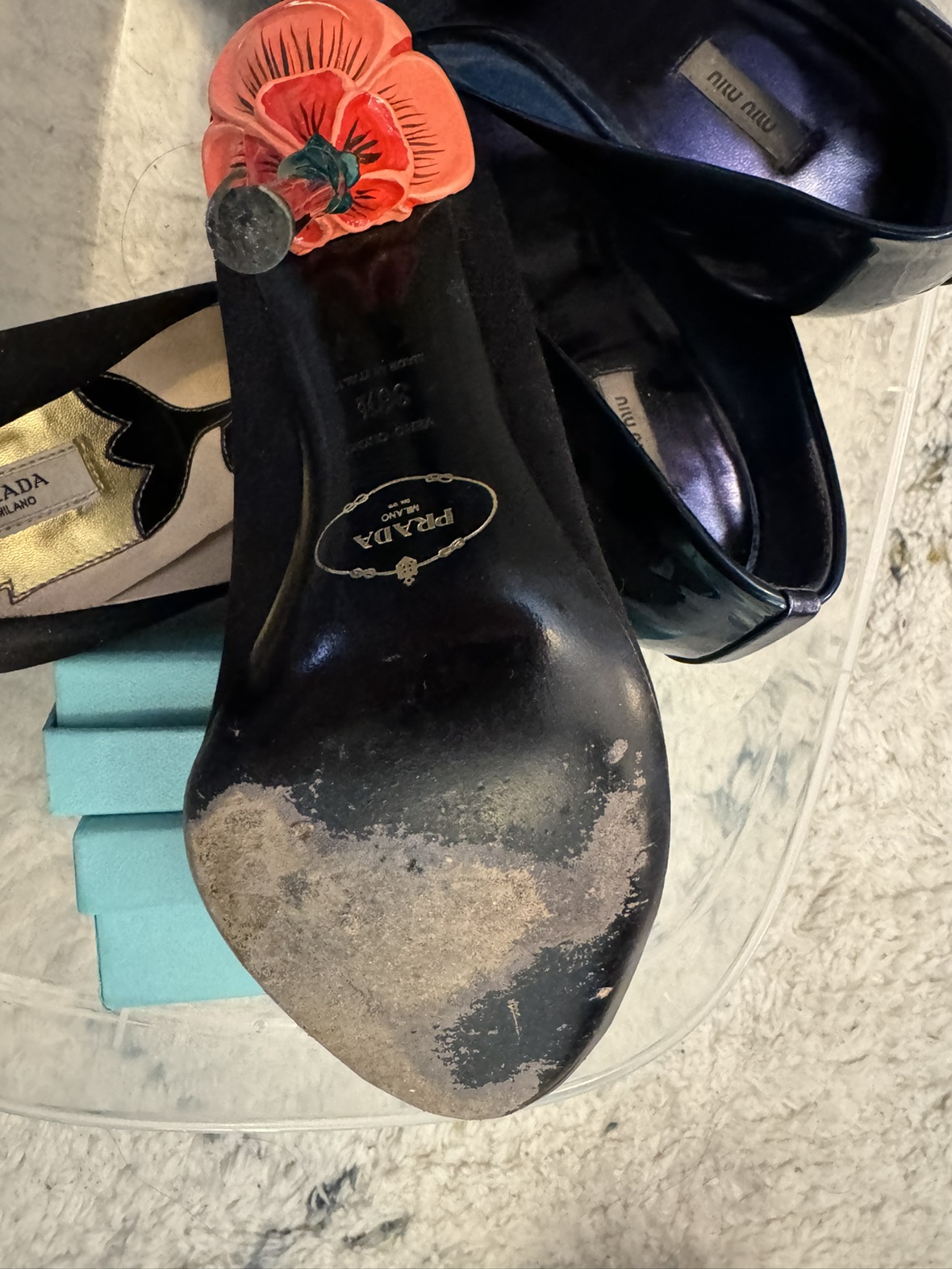 Prada Satin flower heels 36.5 authentic - photo 5