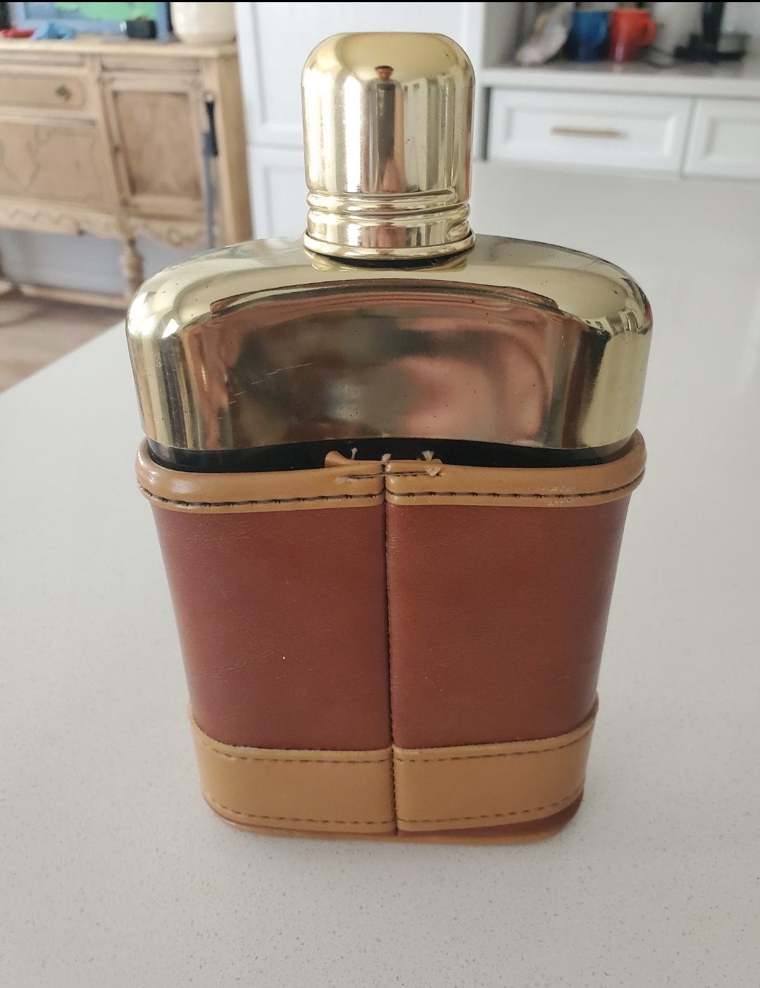 Vintage Glass Flask with Leather - photo 2