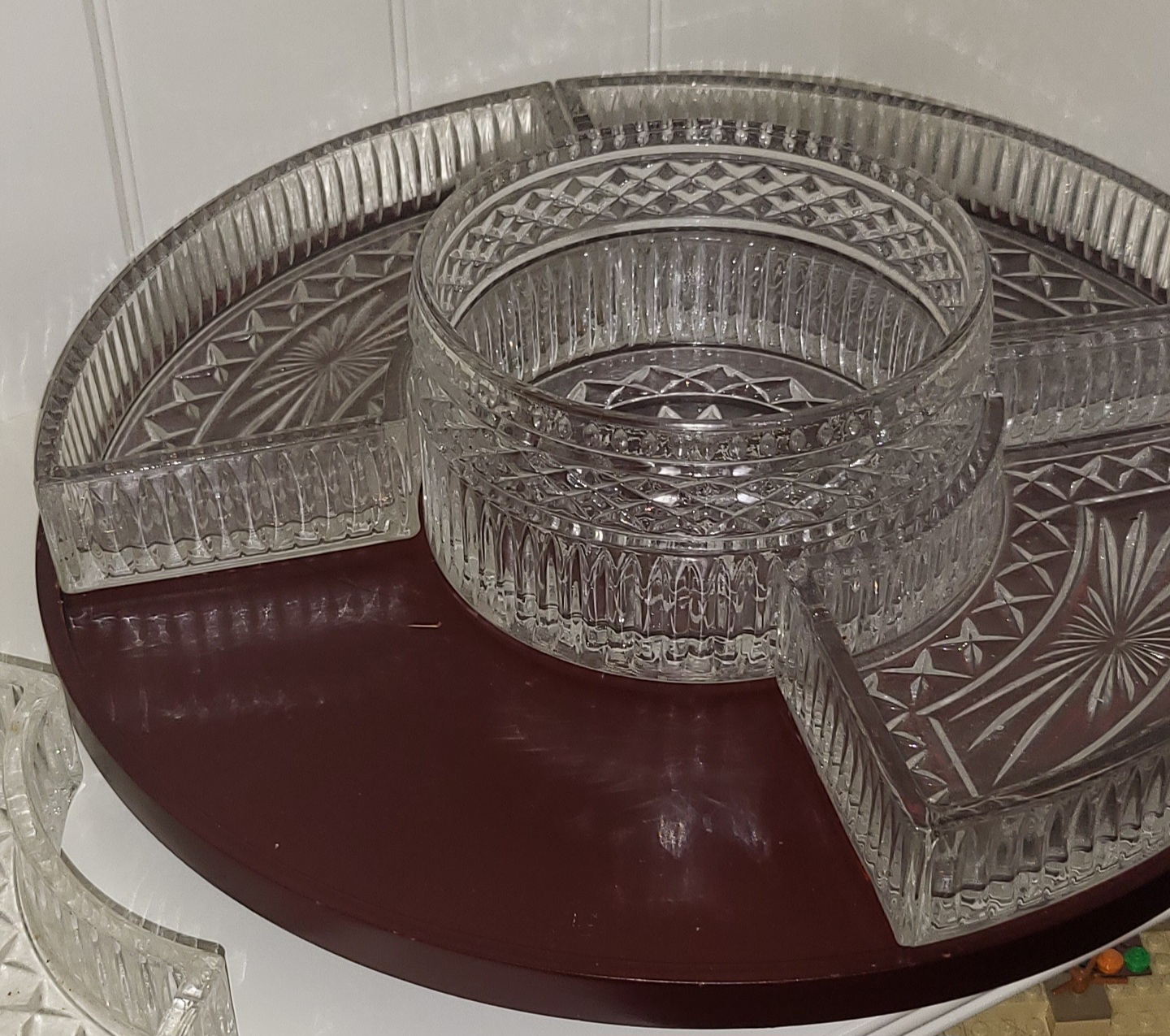 Crystal snack trays on a lazy Suzan image indicator(2)