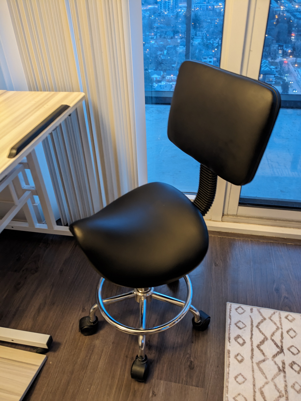 Backed Adjustable Height Ergonomic Lab Stool with Wheels thumbnail