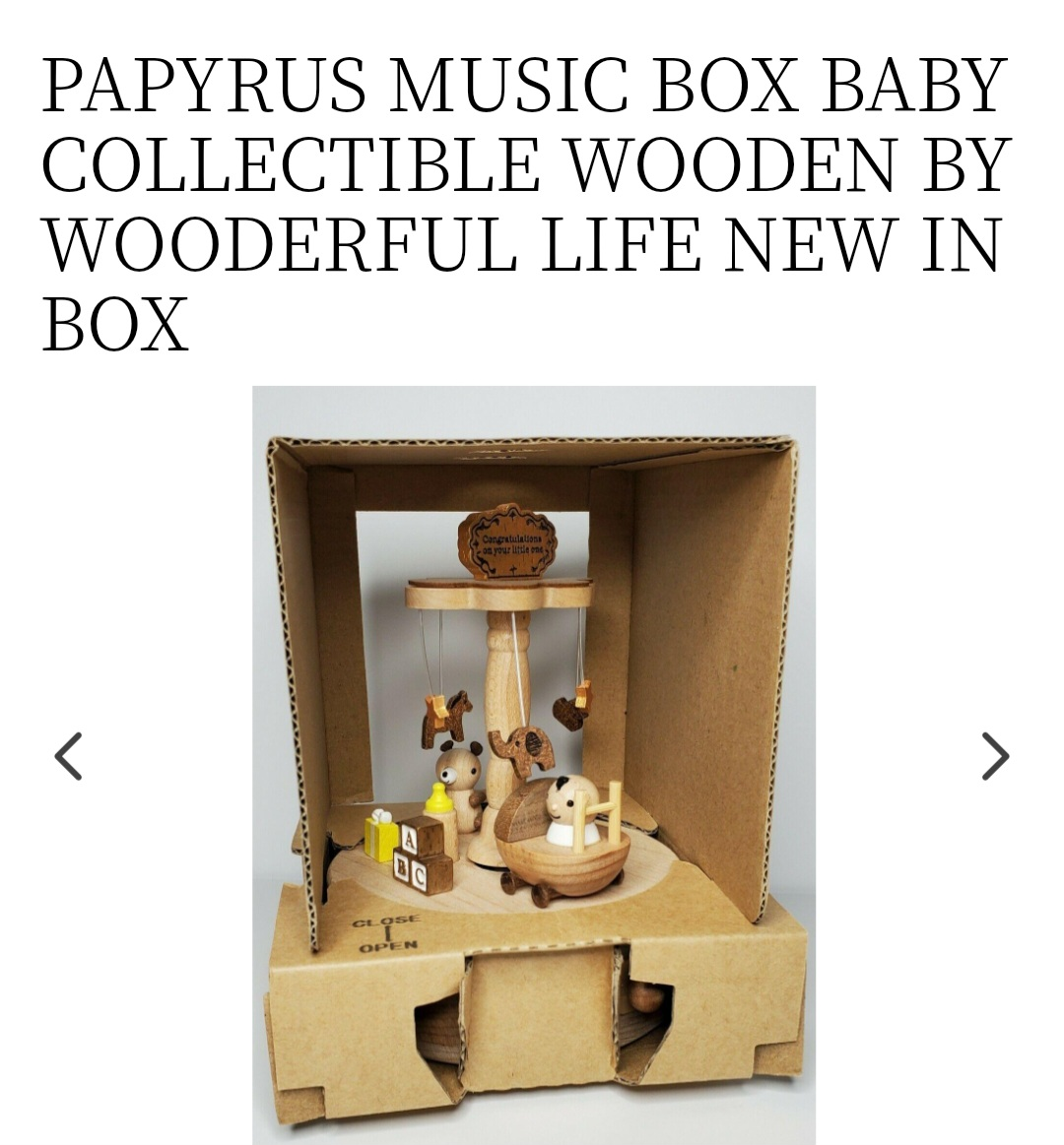 NEW! BNIB! VERY RARE! Wooden Collectable Baby Musical Box image indicator(8)