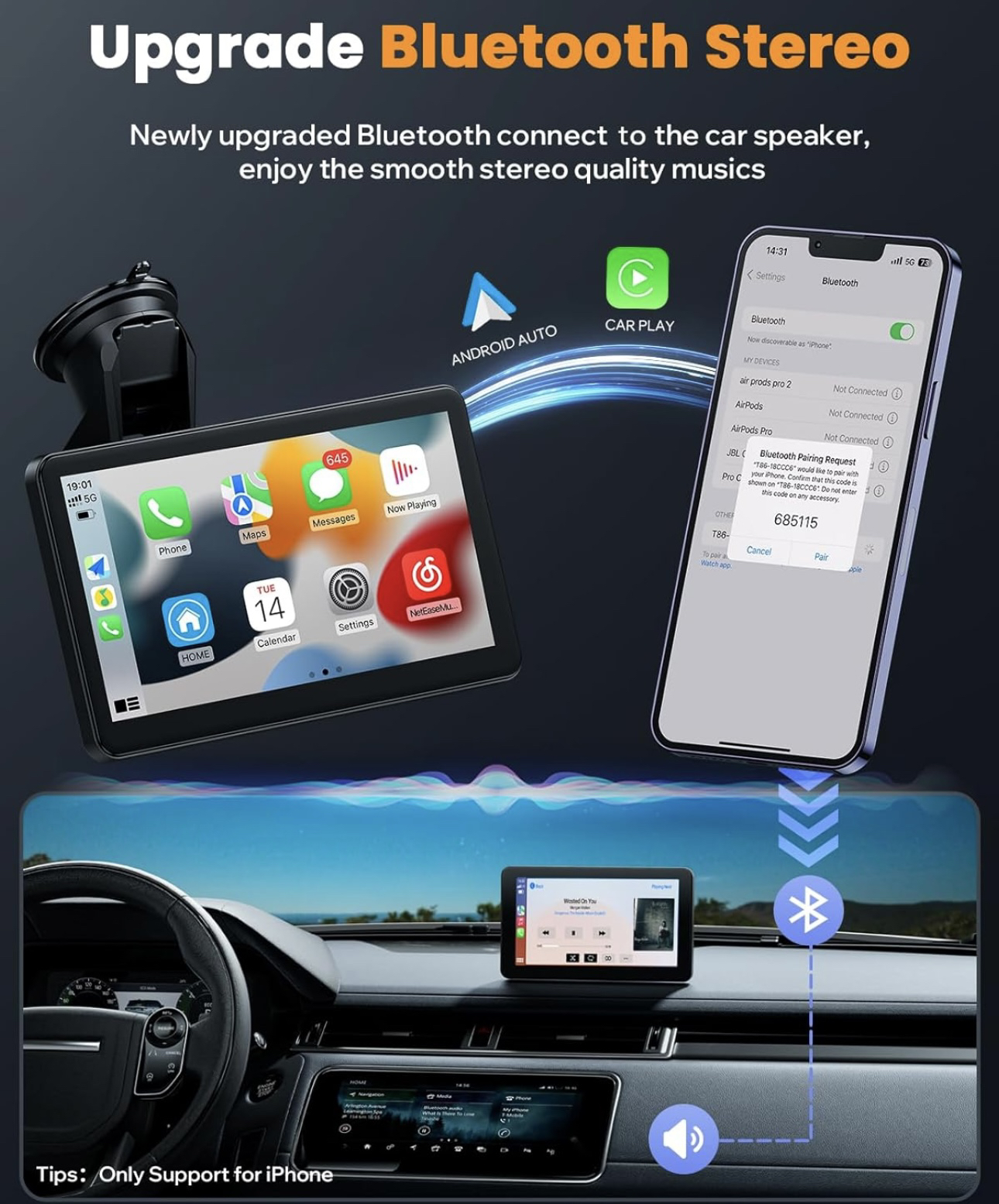 7” Smart Screen Apple/Android image indicator(4)