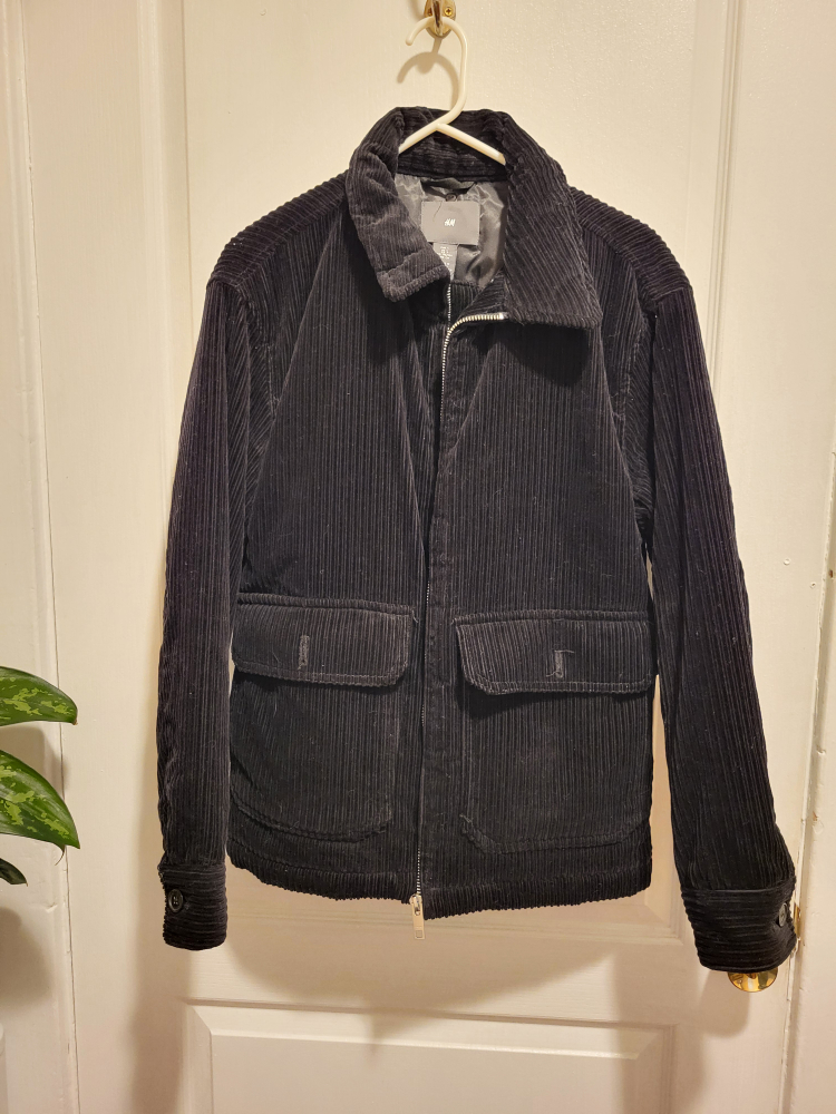 H&M Curdoroy Black  Winter Jacket *Small) thumbnail