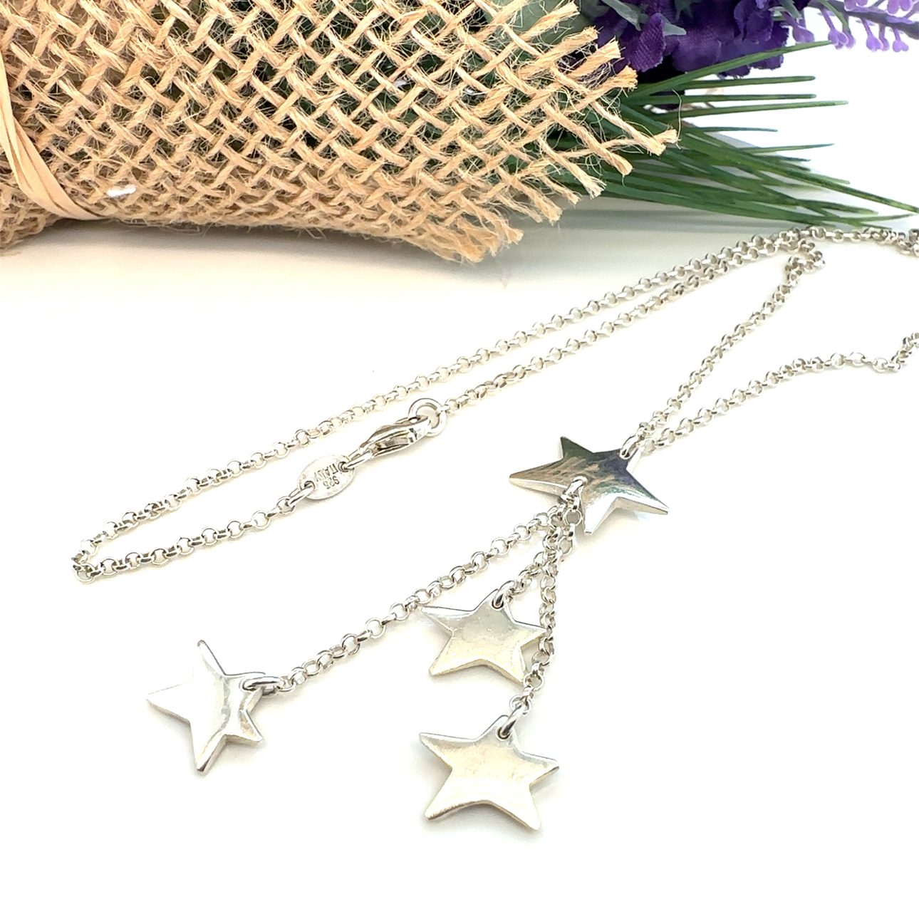 Perlini’s multi star Lariat Necklace 16” sterling silver thumbnail