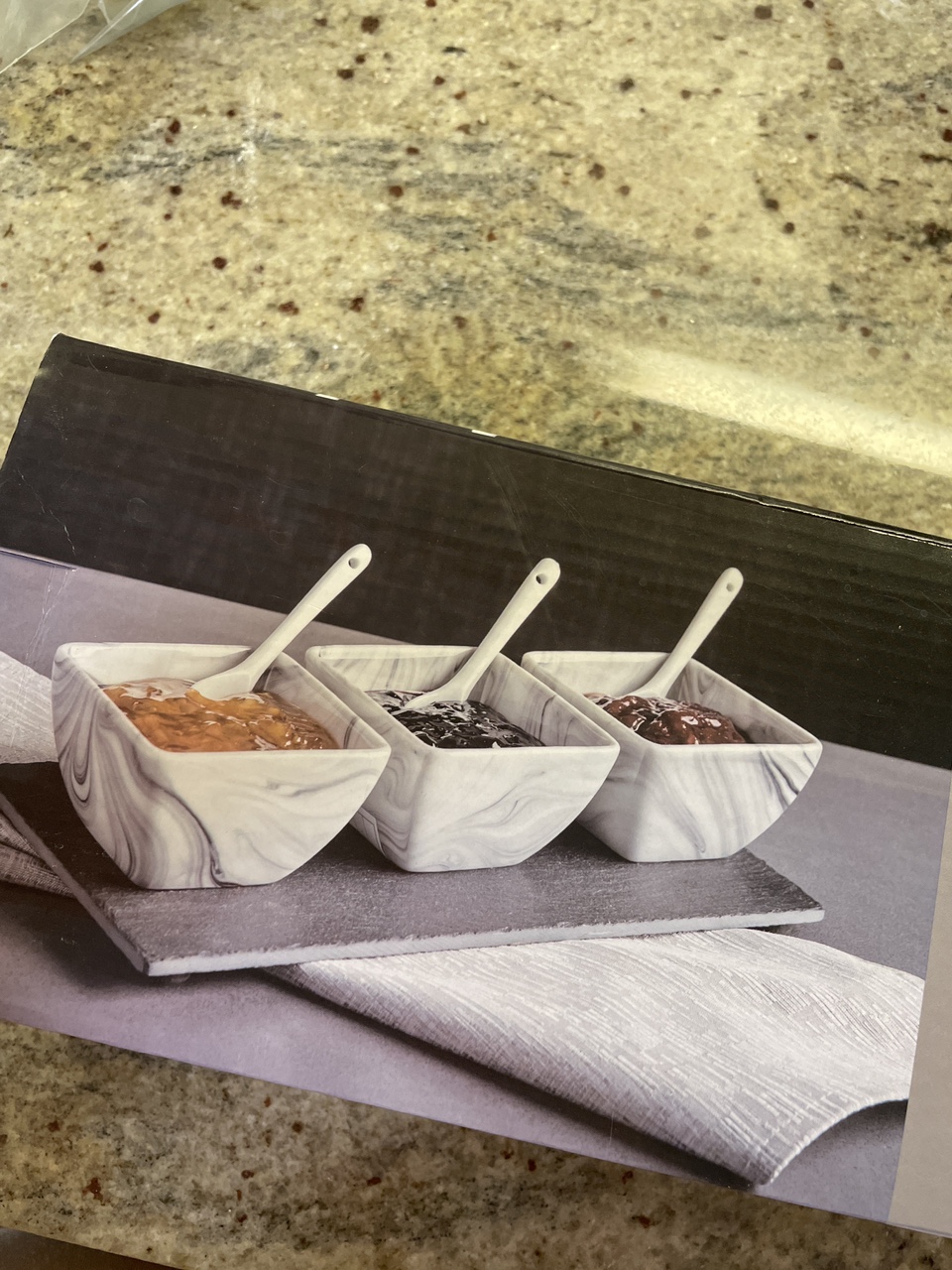 Porcelain bowls with tray and spoons thumbnail