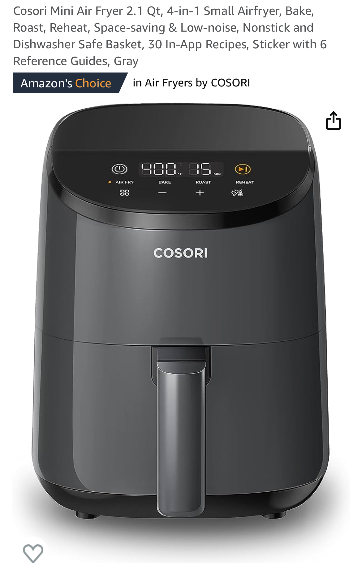 Cosori Mini Air Fryer 2.1 Qt