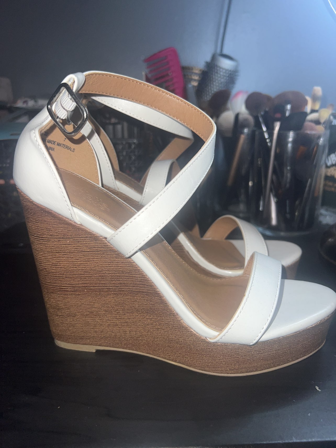 Wedge Heels with White Straps
