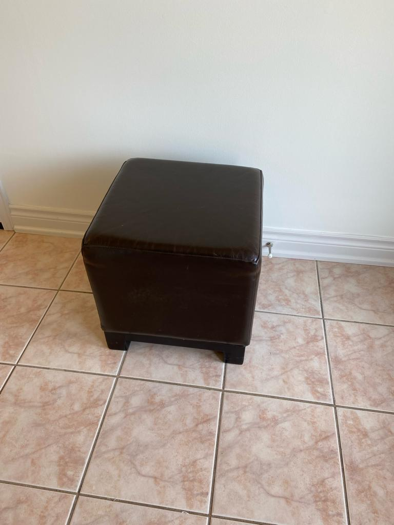 Brown Leather Cube Ottoman - photo 2