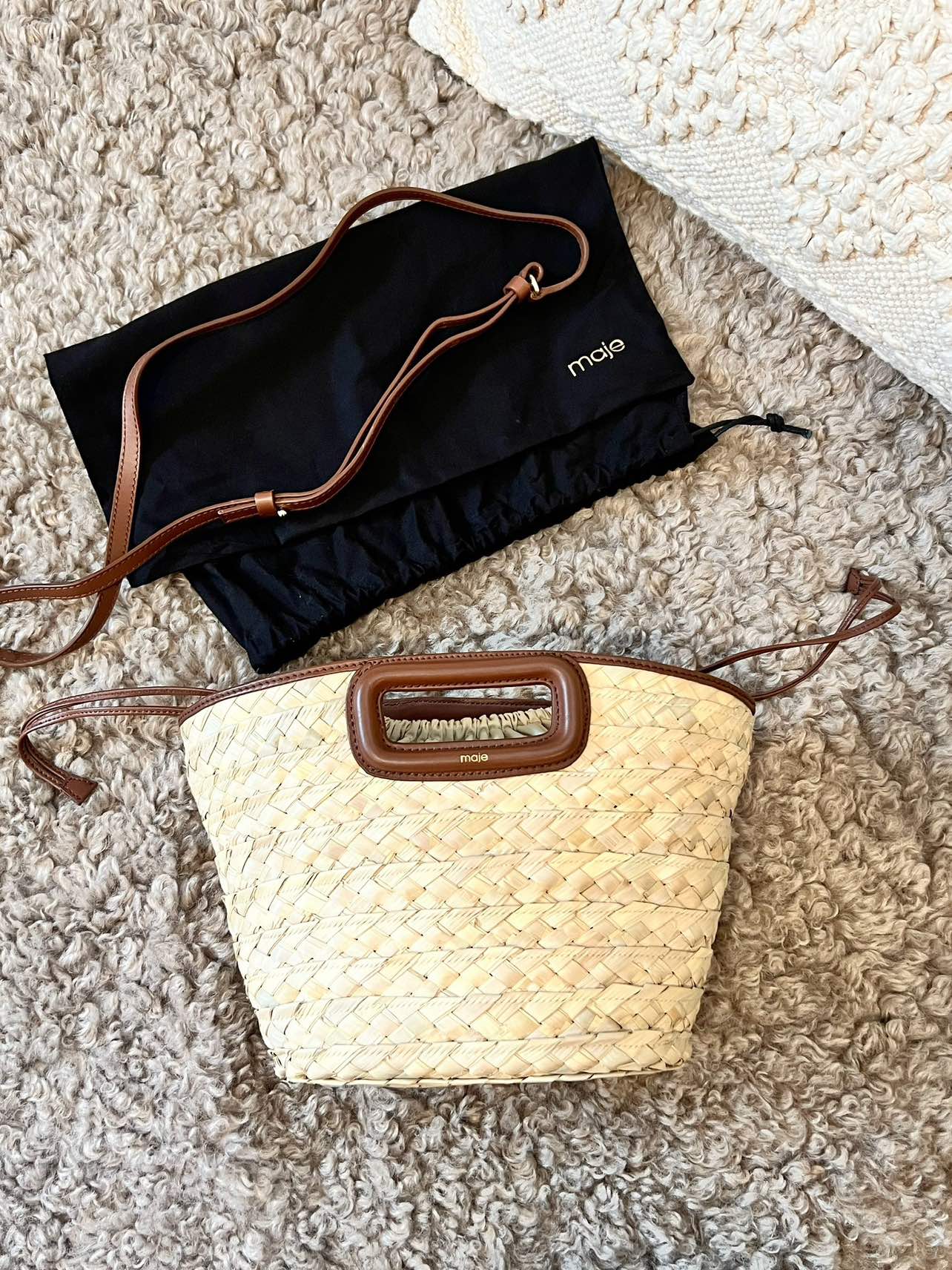 Maje Bucket Bag w Leather Trim