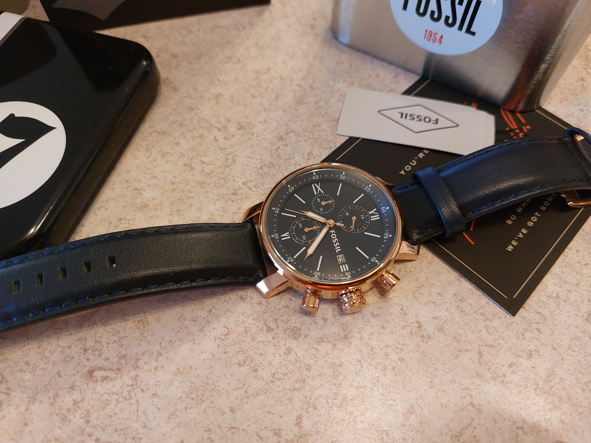 Fossil watch Leather Navy Blue New - photo 3