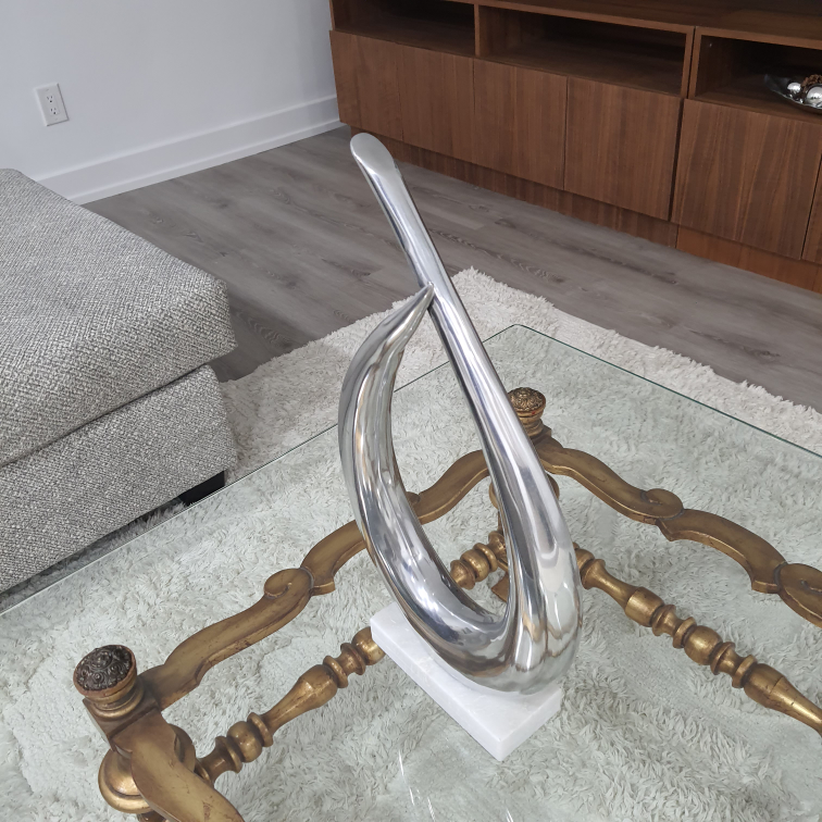 Benzara Chrome-finished Aluminum/ Marble Sculpture - Multi - photo 3