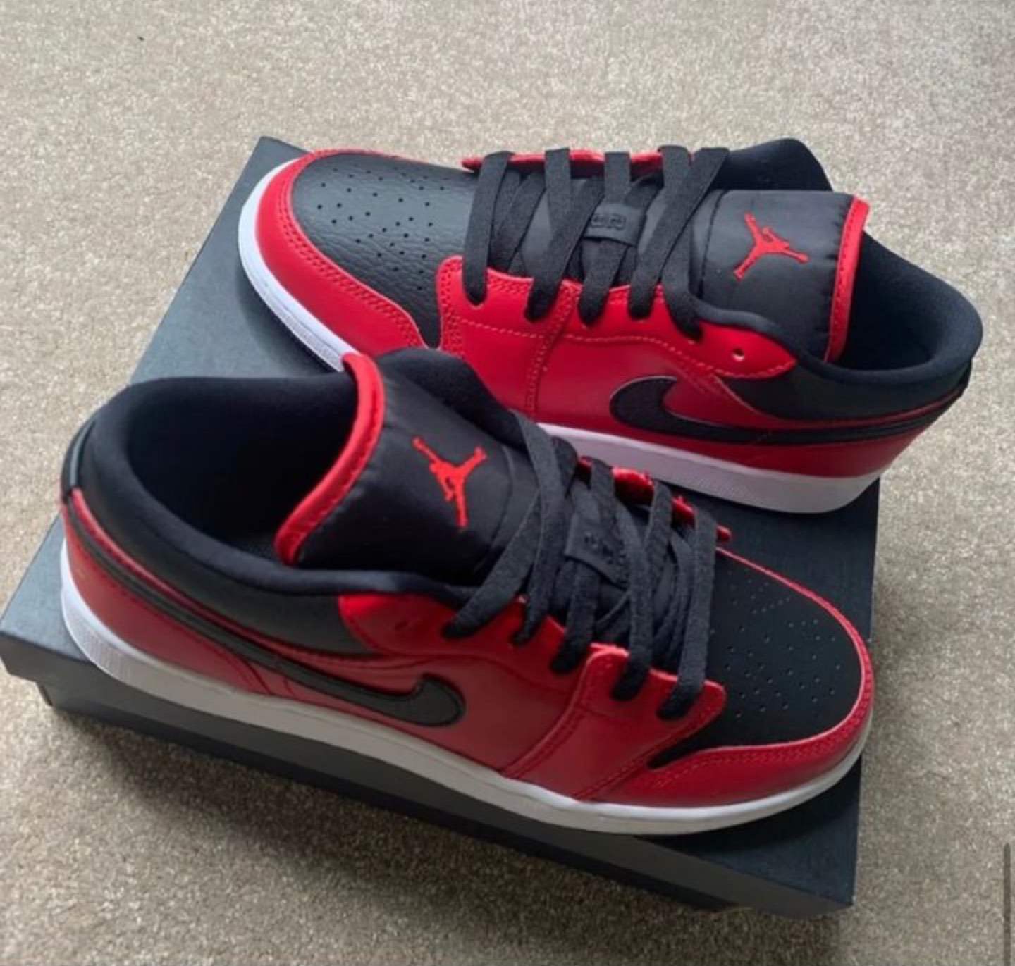 Jordan 1 Low' Pebbled Leather; Red/Black - photo 4