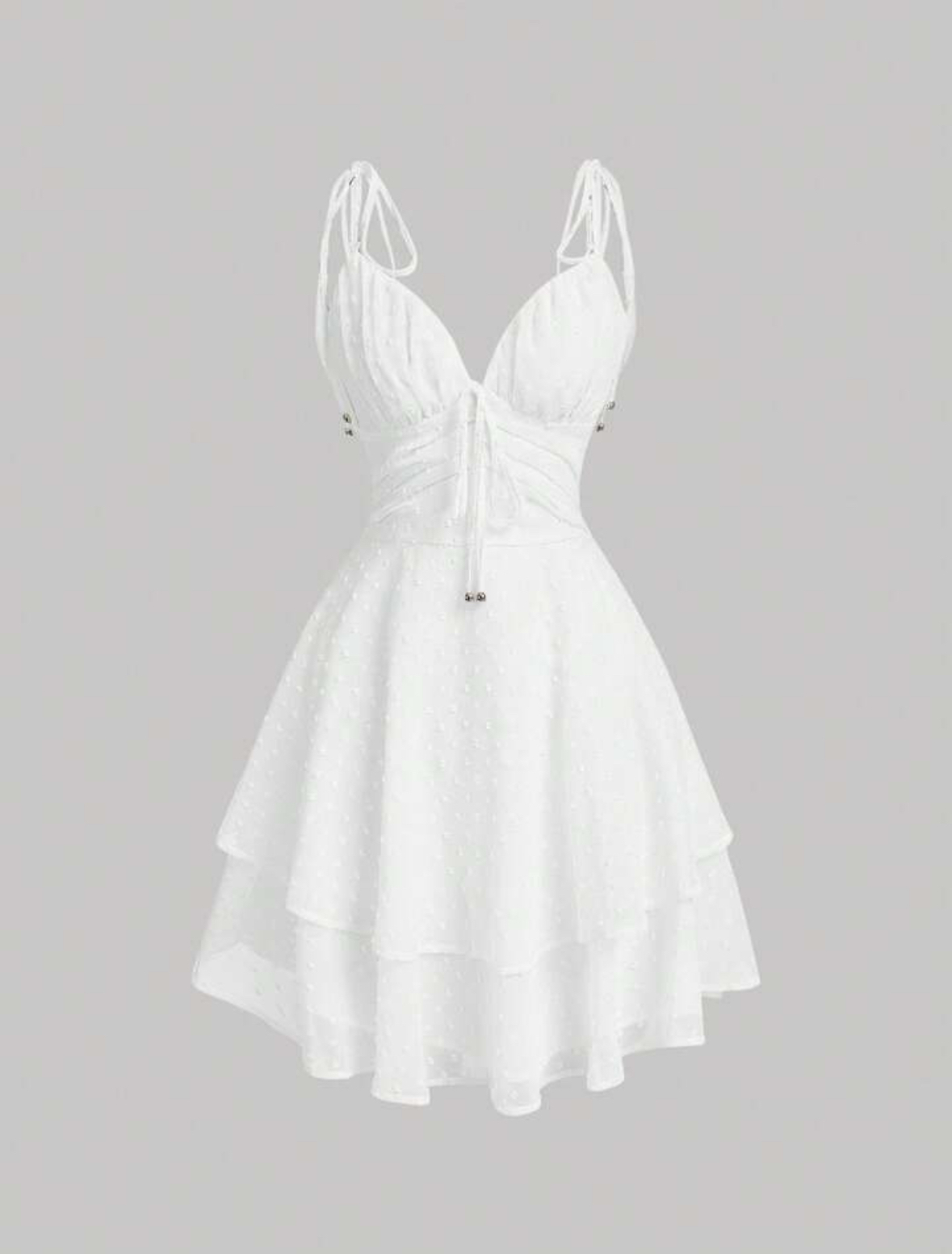 SHEIN MOD Swiss Dot Tie Shoulder Cami Dress thumbnail