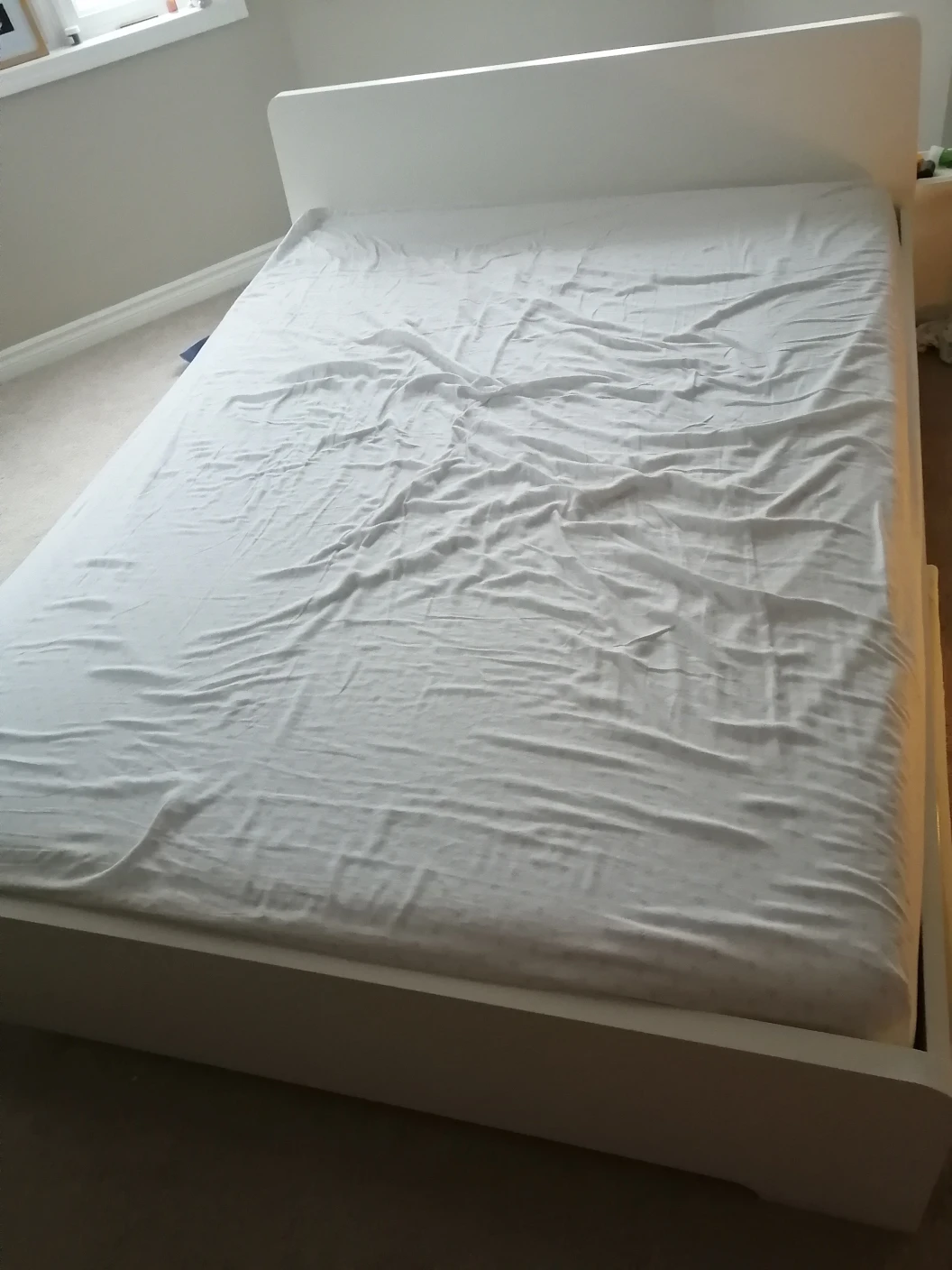 Ikea Askvoll Queen bed frame + Luroy Bed base , mint condition thumbnail