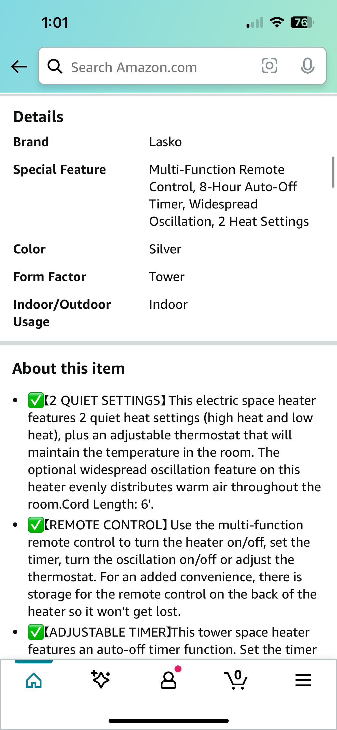 Oscillating Tower Heater image indicator(2)