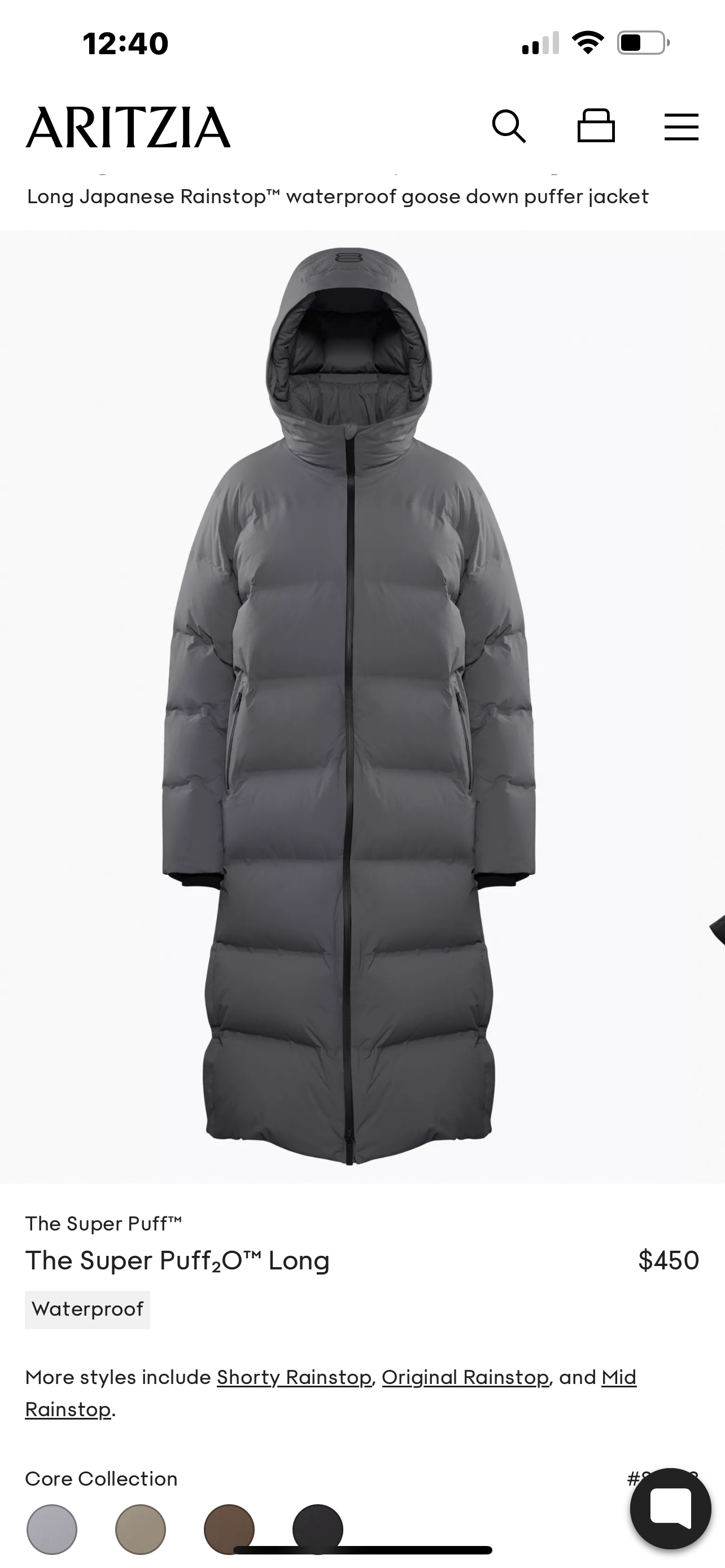 Women’s super puff 2o long jacket.