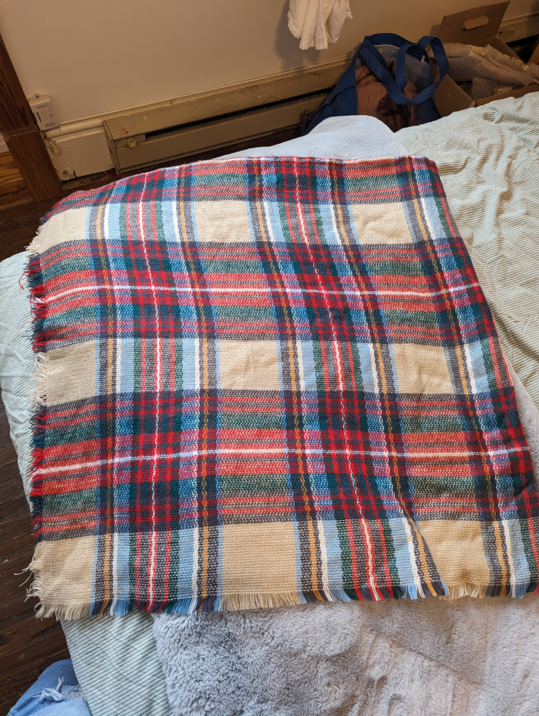 Tartan wool scarf or blanket thumbnail