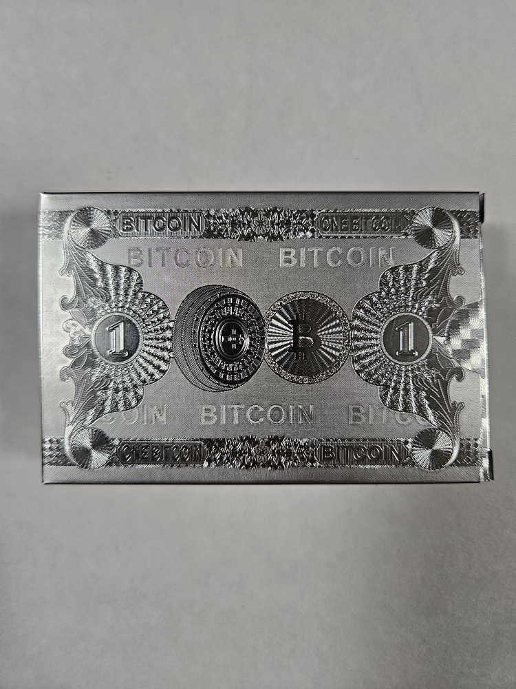 Bitcoin .9999 fine Silver leaf foil playing cards