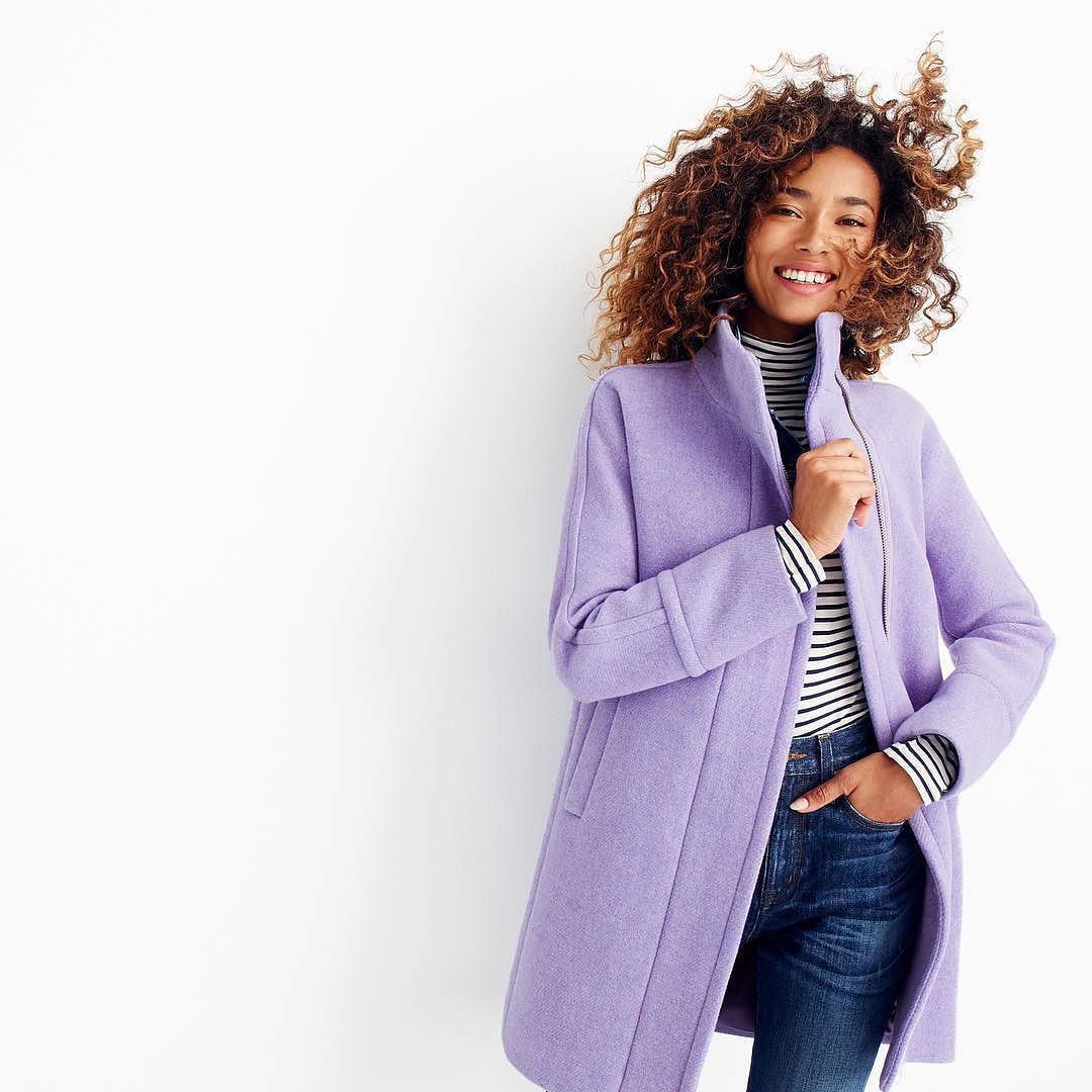 J Crew Lilac French Purple Cocoon Coat Stadium Wool - photo 2