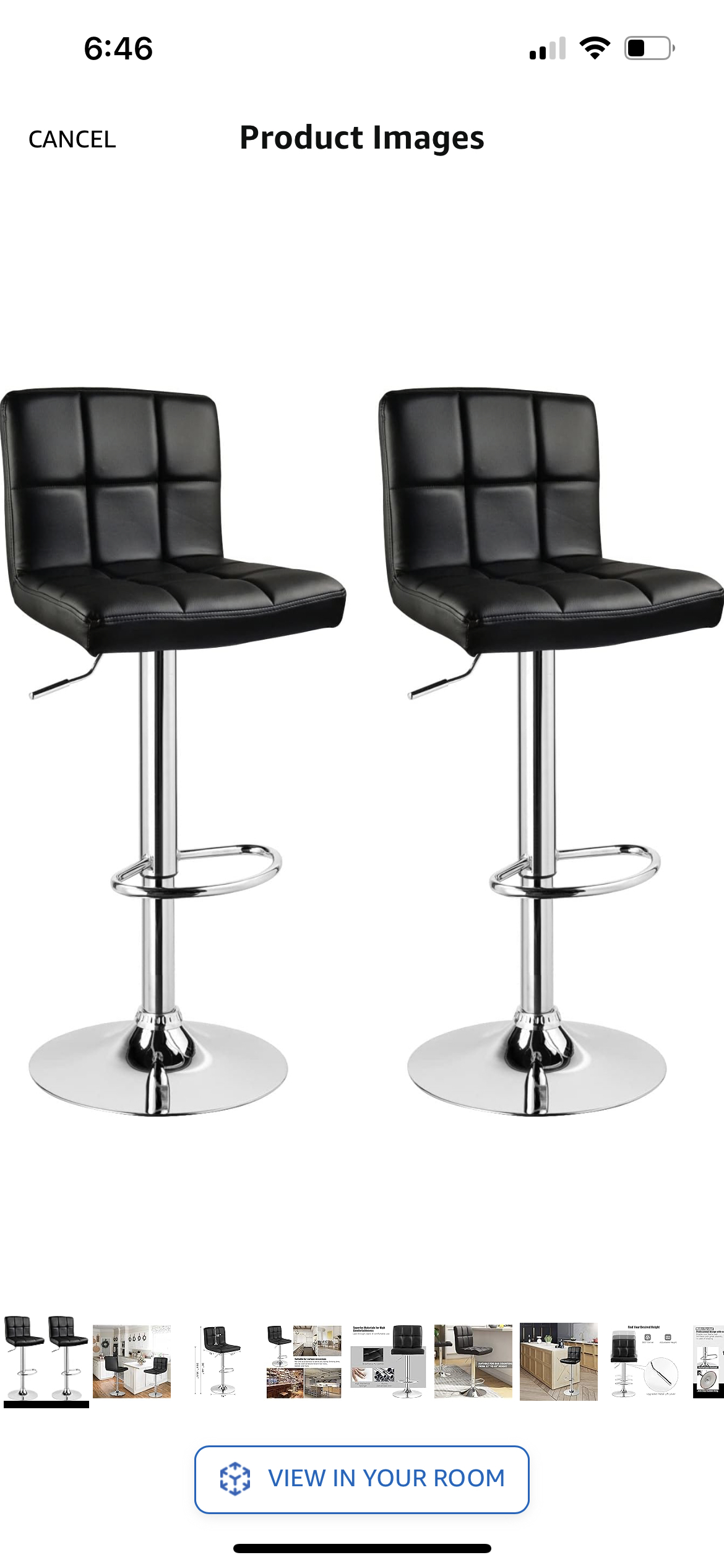 Bar stools, leather (set of 2)
