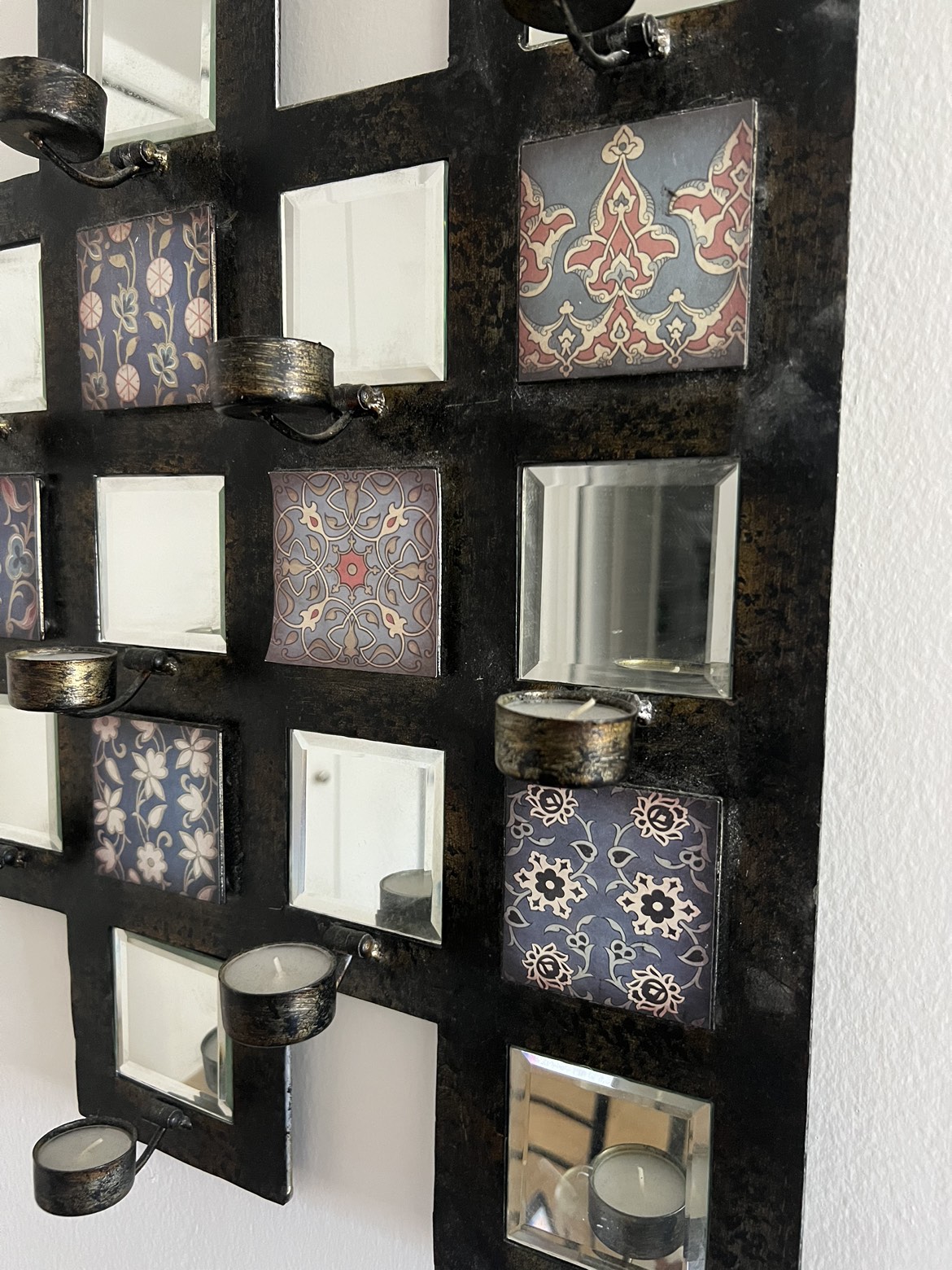 Candle holder wall hanging with mirrors - photo 3