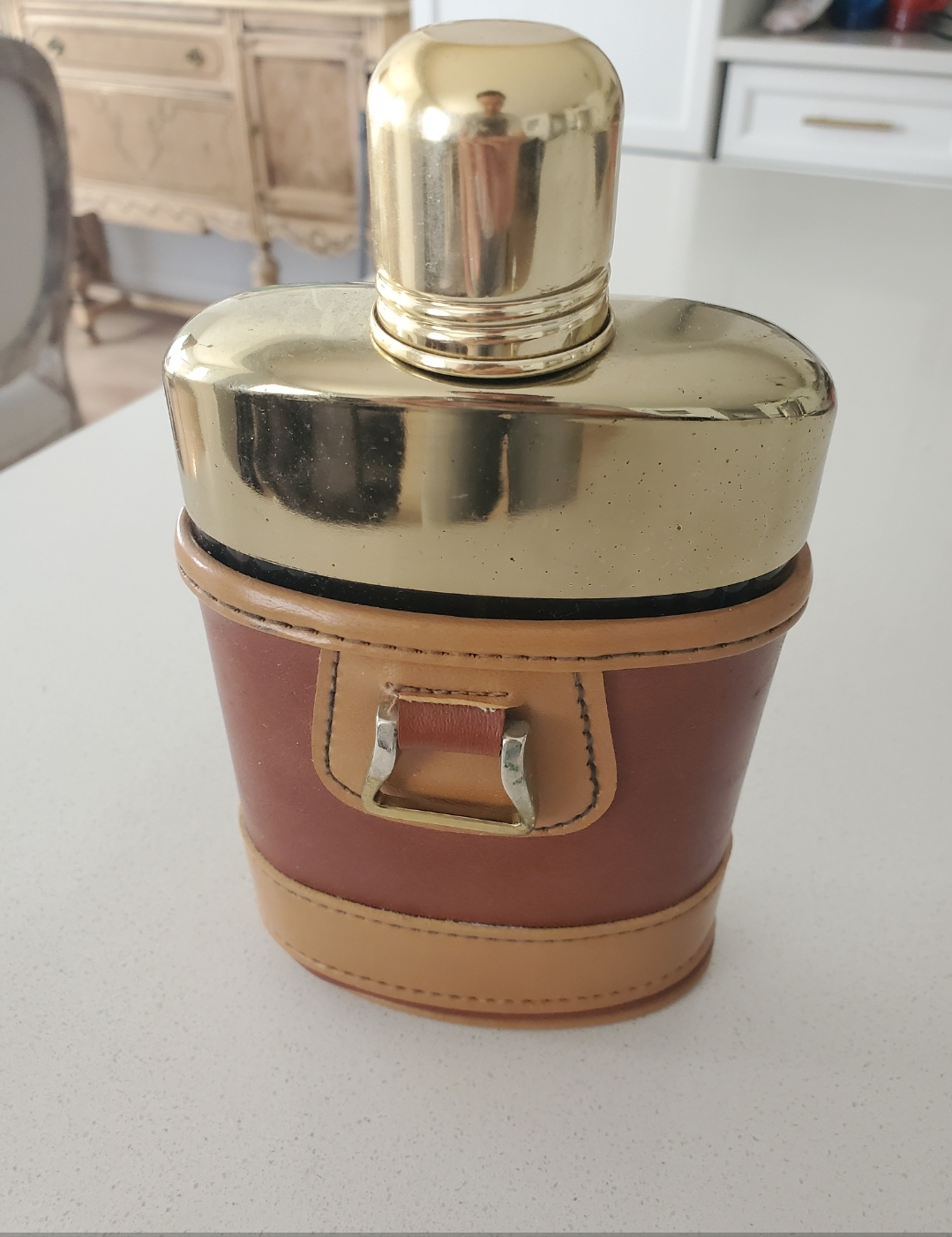 Vintage Glass Flask with Leather