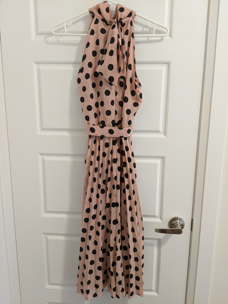 Pink polka dot halterneck sleeveless dress - photo 2