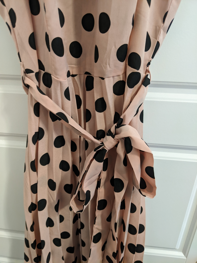 Pink polka dot halterneck sleeveless dress - photo 4