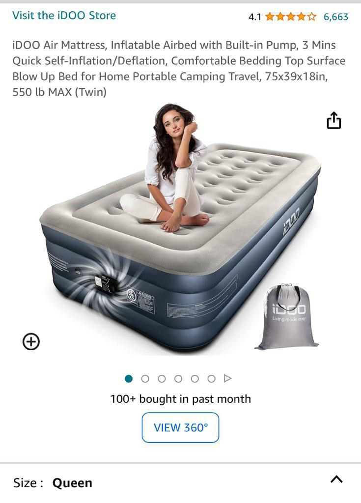Like new queen air mattress with built in pump - photo 2
