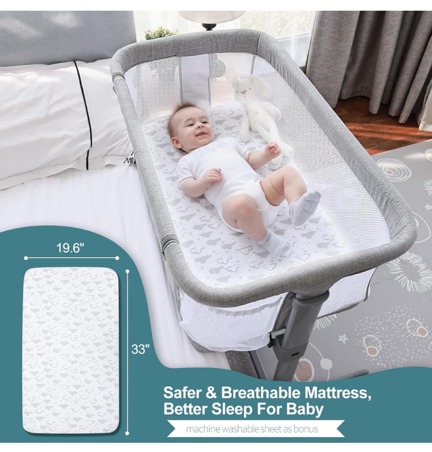 TCBunny 2-in-1 Baby Bassinet & Bedside Sleeper - photo 2