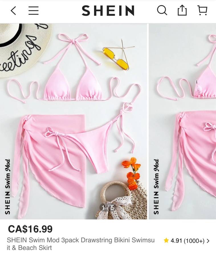Brand new pink triangle bikini swim suit with skirt thumbnail