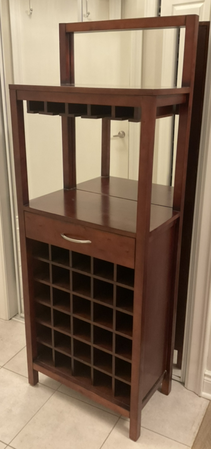 Mahogany Wine Holder and Wine Rack,Mirrored Backing & One Drawer - photo 3