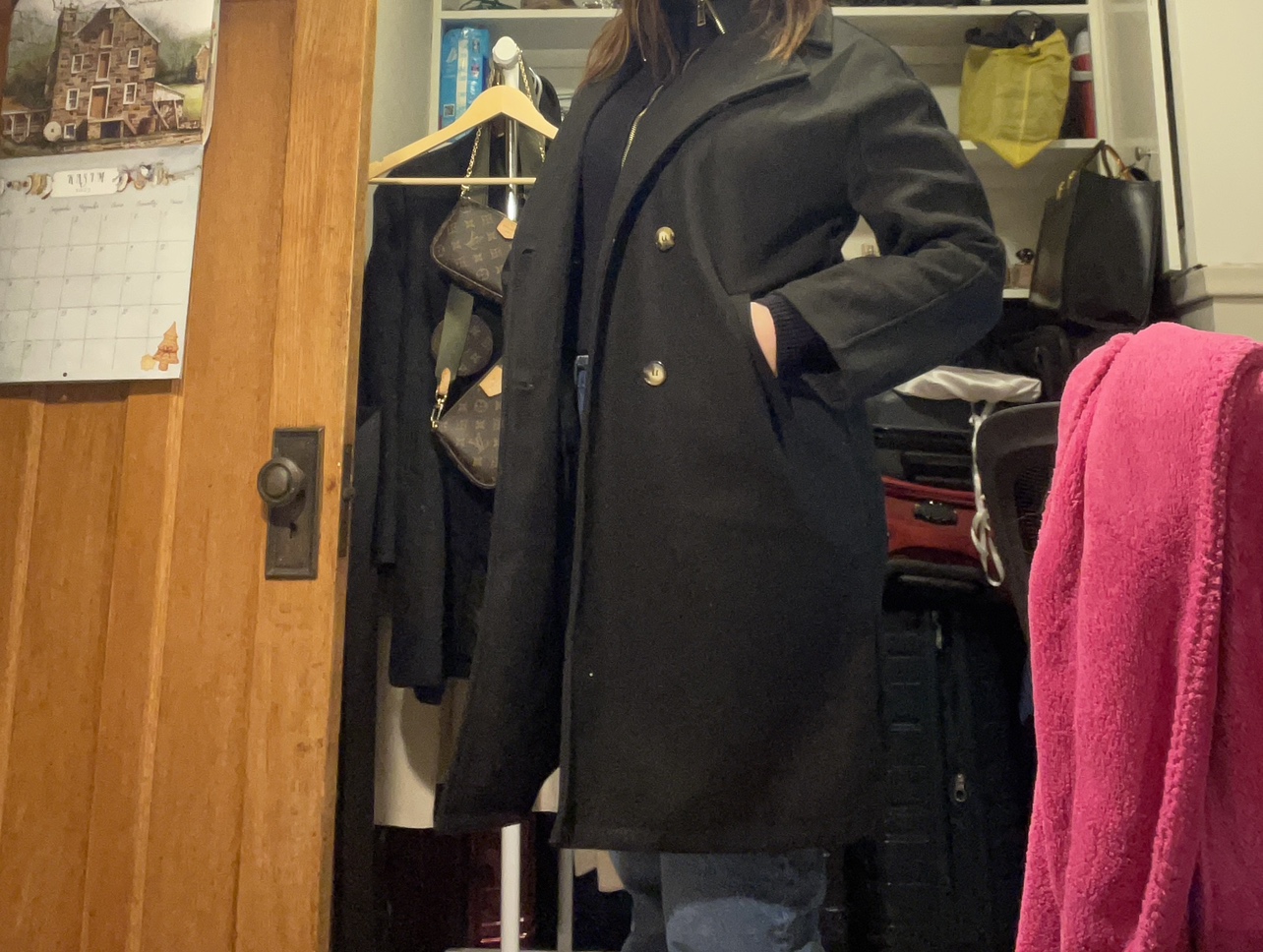 Woman black coat