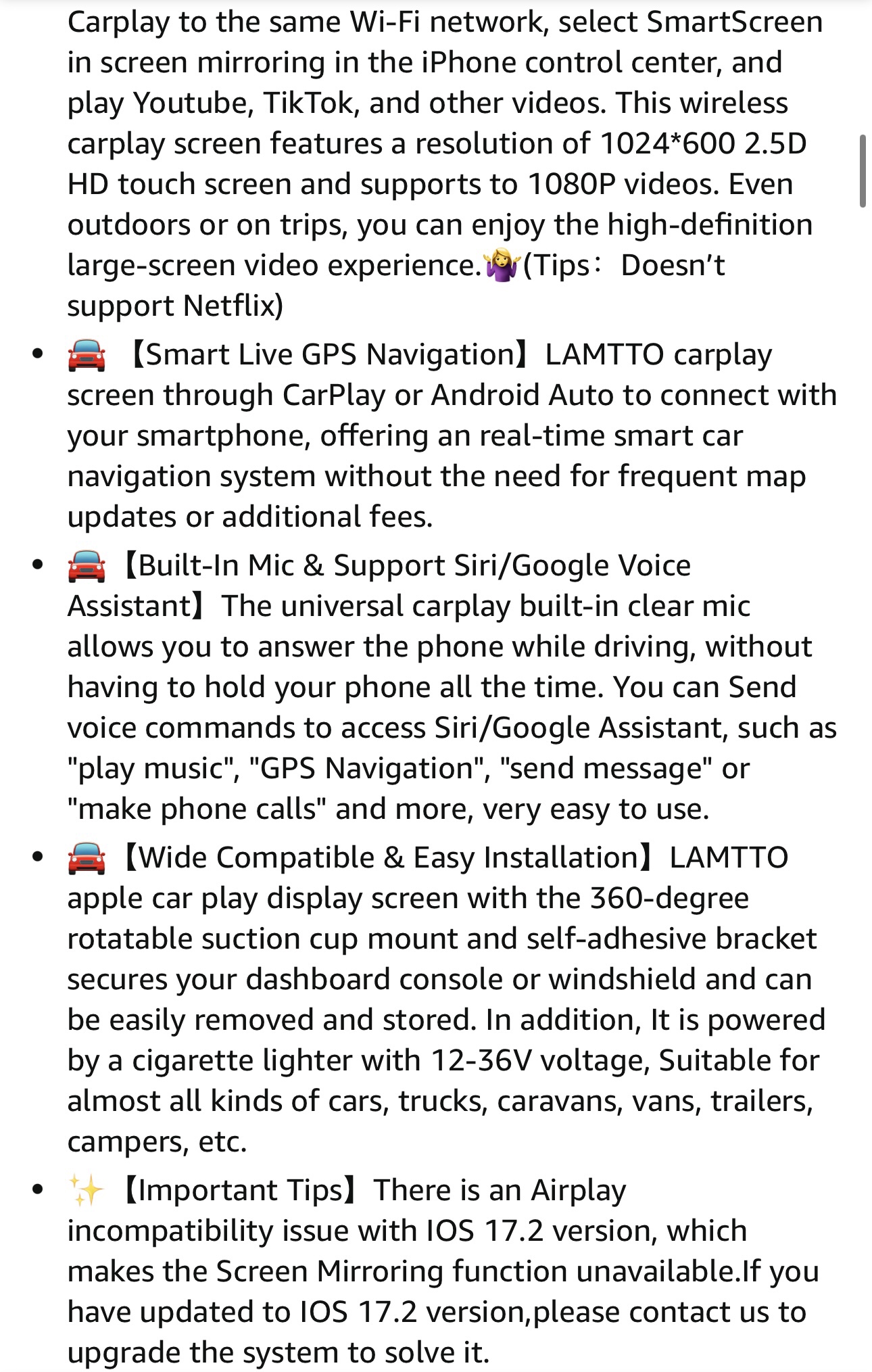 7” Smart Screen Apple/Android image indicator(8)