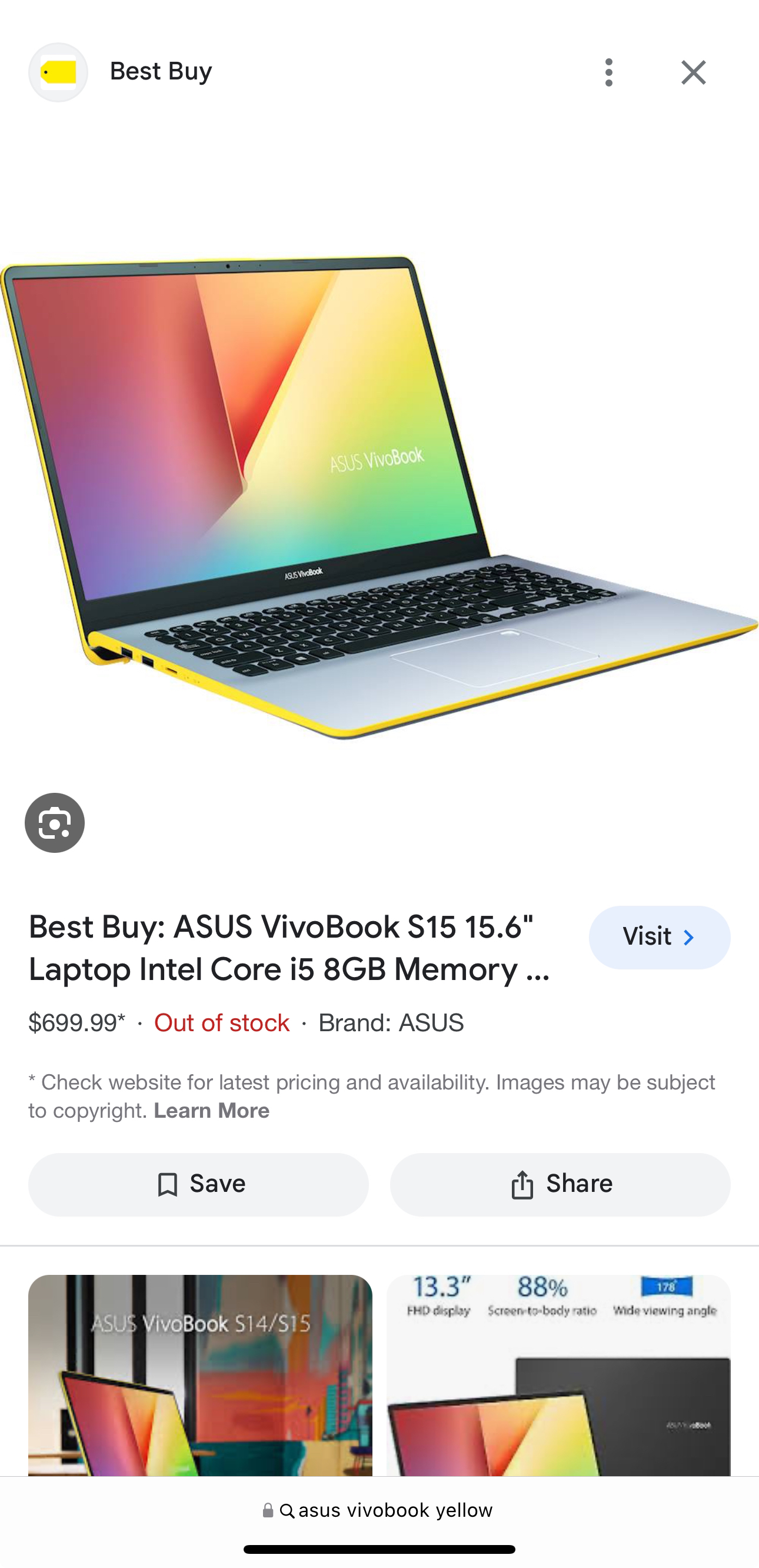 Asus vivobook yellow + charger