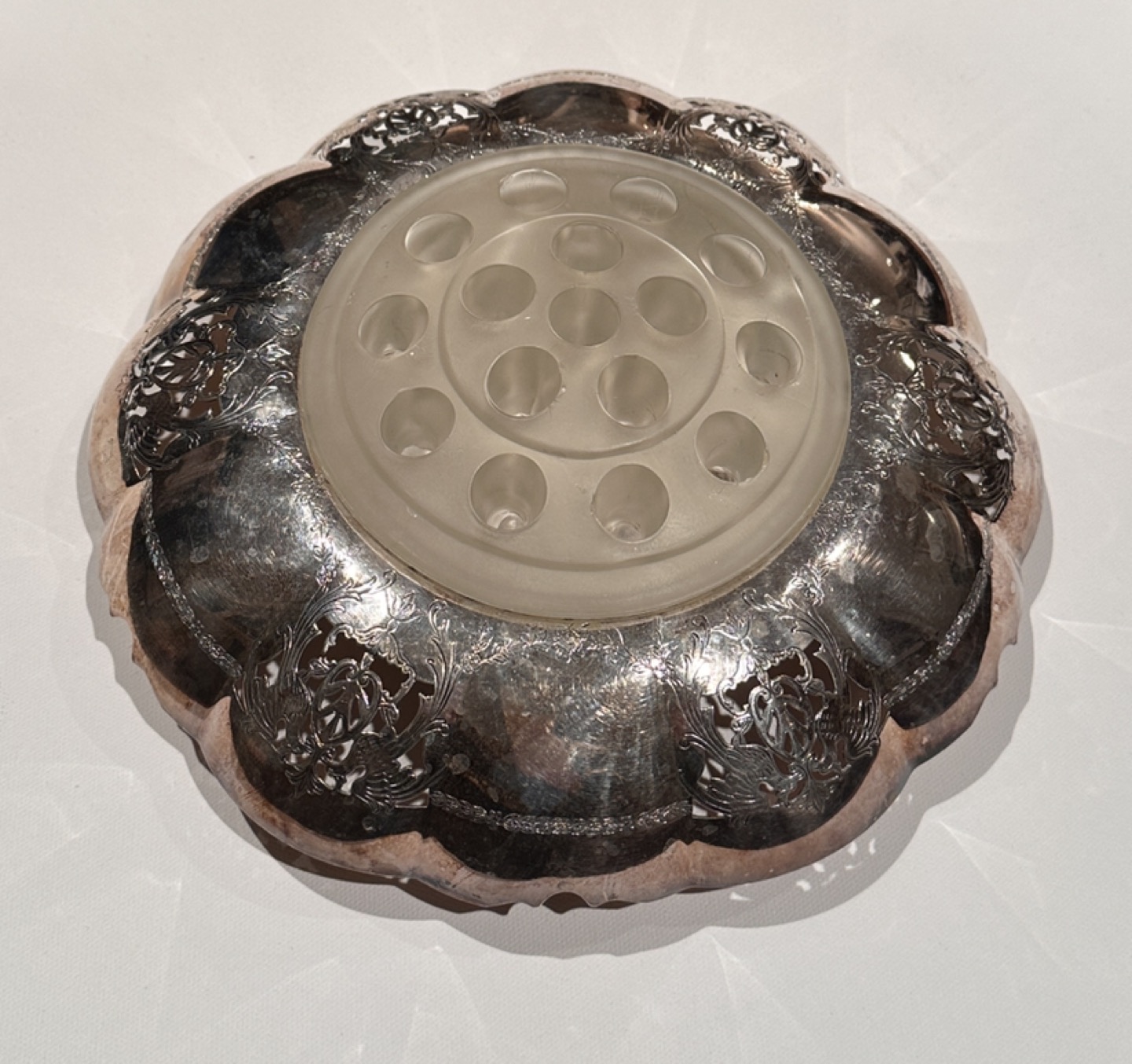 Antique Silver Plated Frog Flower Vase