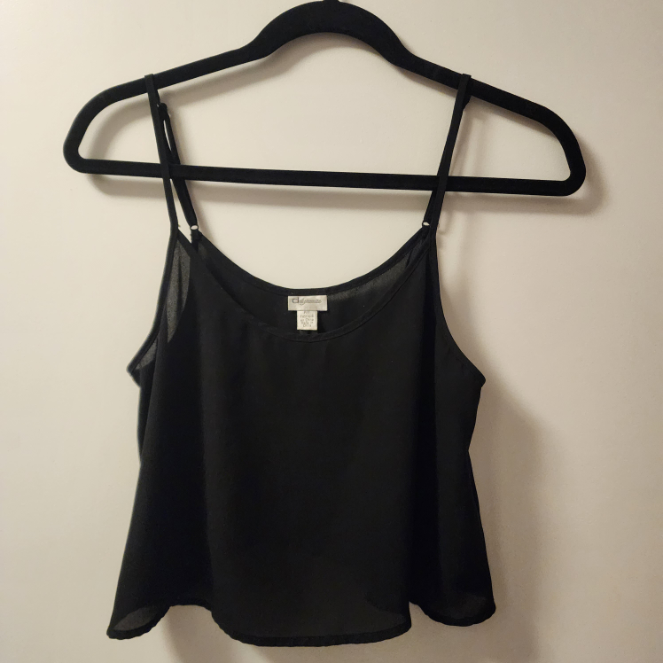 Loose Sheer Black Crop Top thumbnail