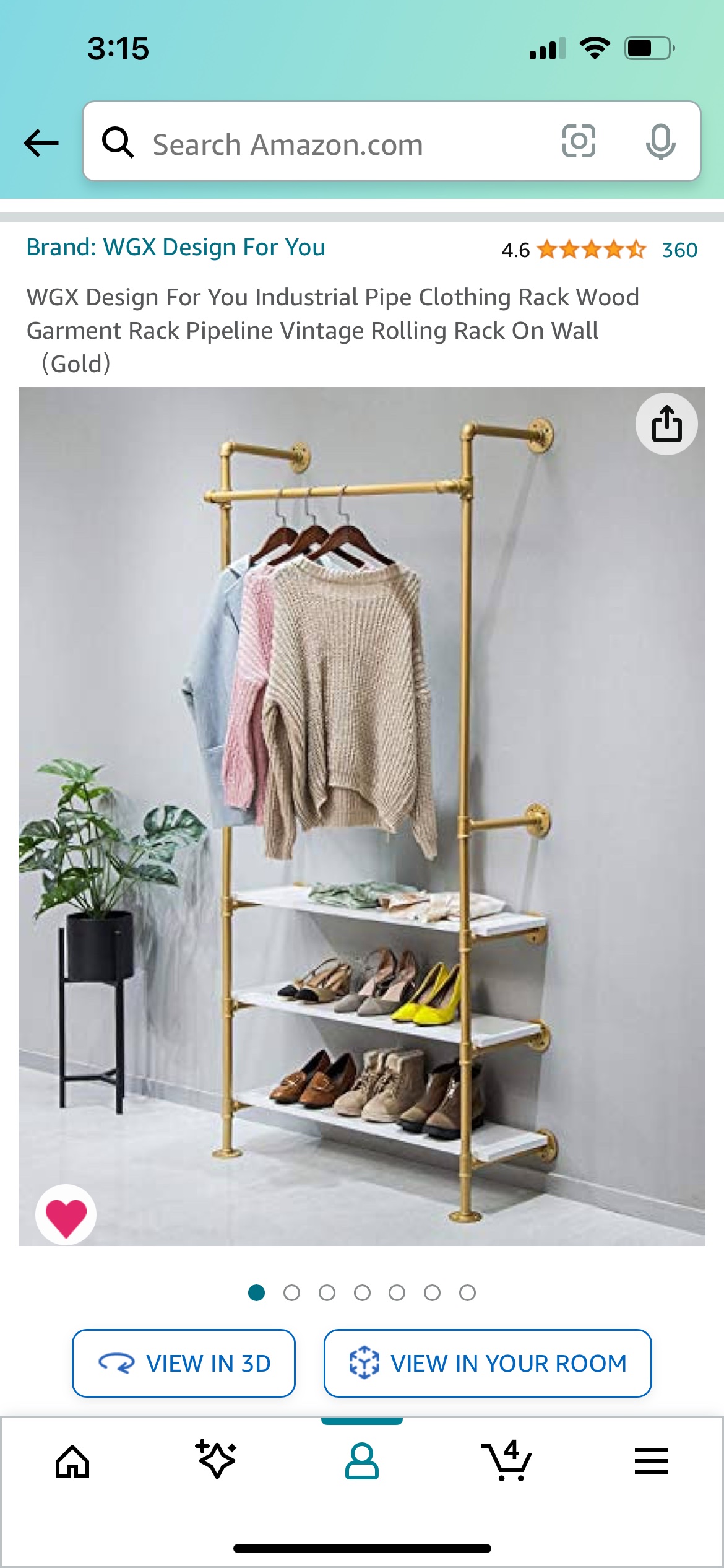 Two Gold industrial pipe clothing racks
