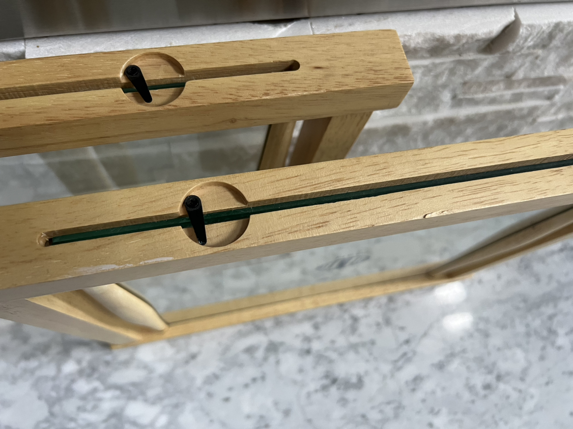 Pair of hanging wood and glass frame - floating picture image indicator(6)