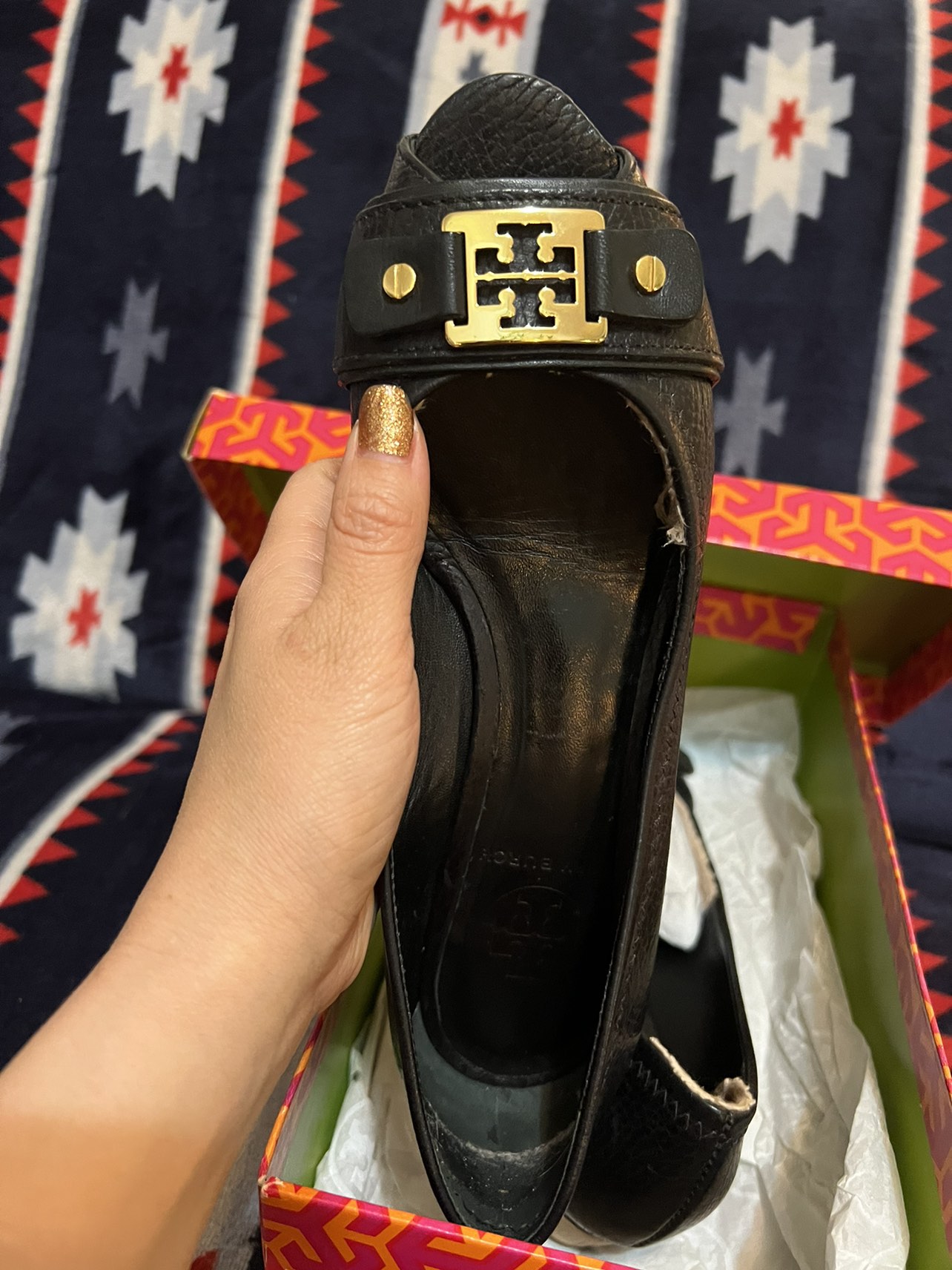 Tory Burch Black Emma Tumbled veg leather size 6 🥕 - photo 5