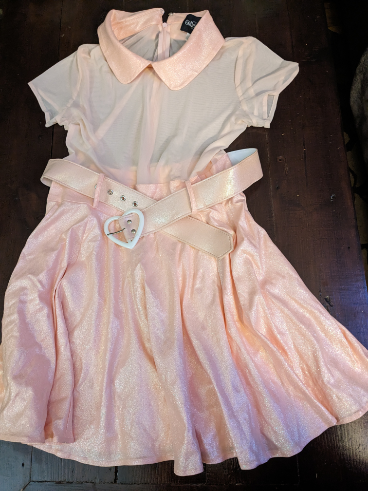 XL - Collectif - pink heart glitter dress thumbnail